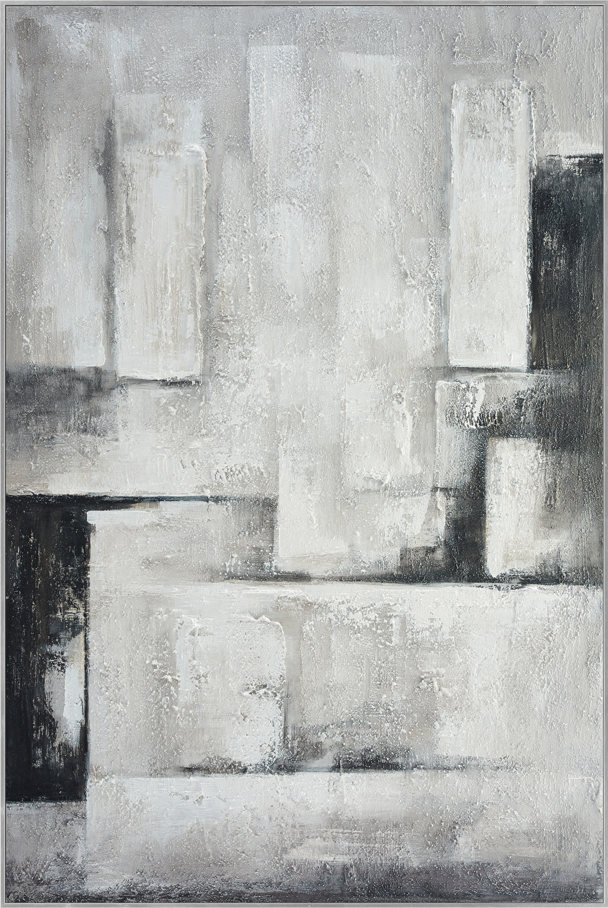 Bönninghoff Ölgemälde "handarbeit gerahmt ABSTRAKT 78x118 cm – Wandbild Deko grau" Abstrakt Formen Gegenstandslos 1 Stk. tlg. handgefertigt, jedes Bild ein Unikat, Schattenfugenrahmen