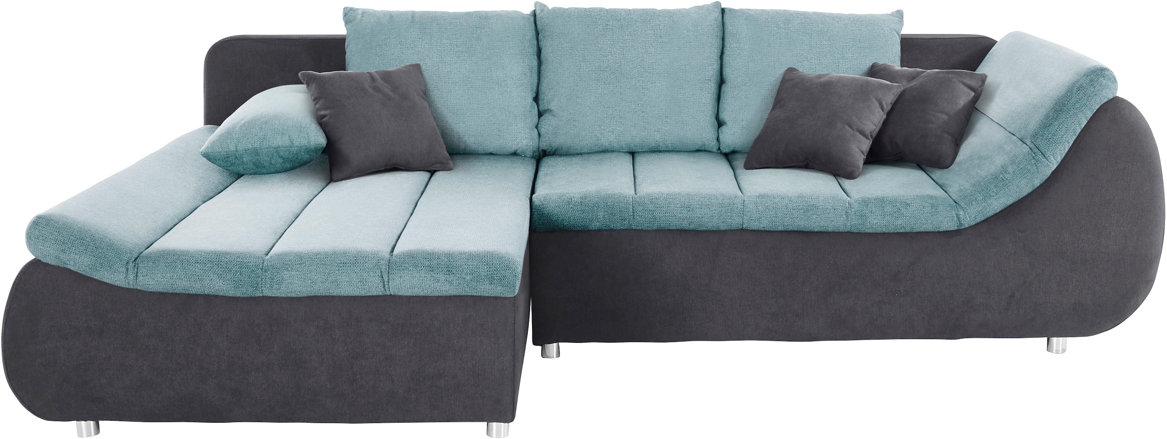 INOSIGN Ecksofa »Imola, elegant und modern, aktuelle Steppung im Sitz, bequem, L-Form«, frei im Raum stellbar, wahlweise mit Bettfunktion und Bettkasten