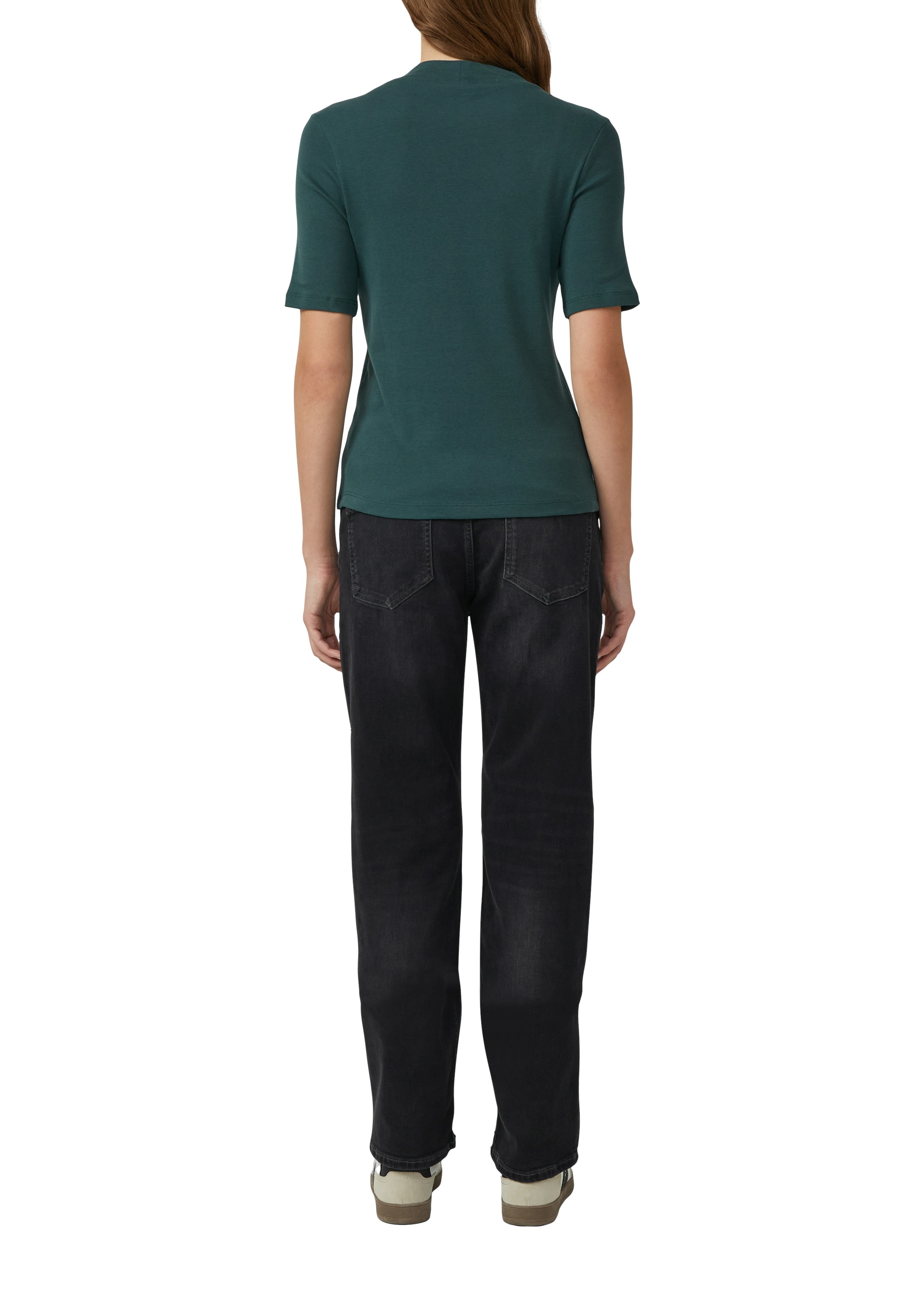 s.Oliver T-Shirt Sommershirt mit Stehkragen und in Ripp-Optik