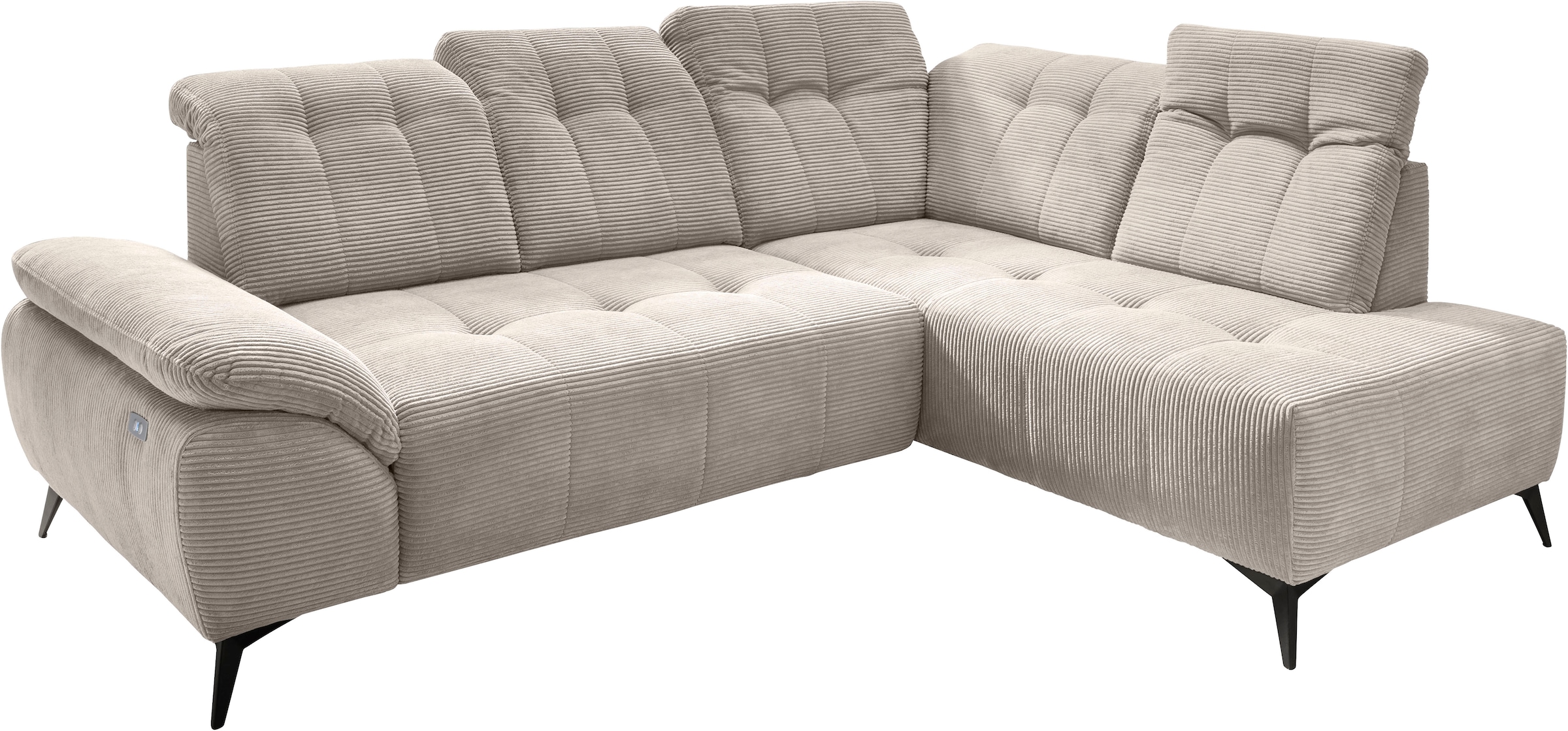 Home affaire Ecksofa »Lazio modern und bequem, schmale Armlehnen, tolle Detailverarbeitung« zwei verschiedene Fußfarben wählbar