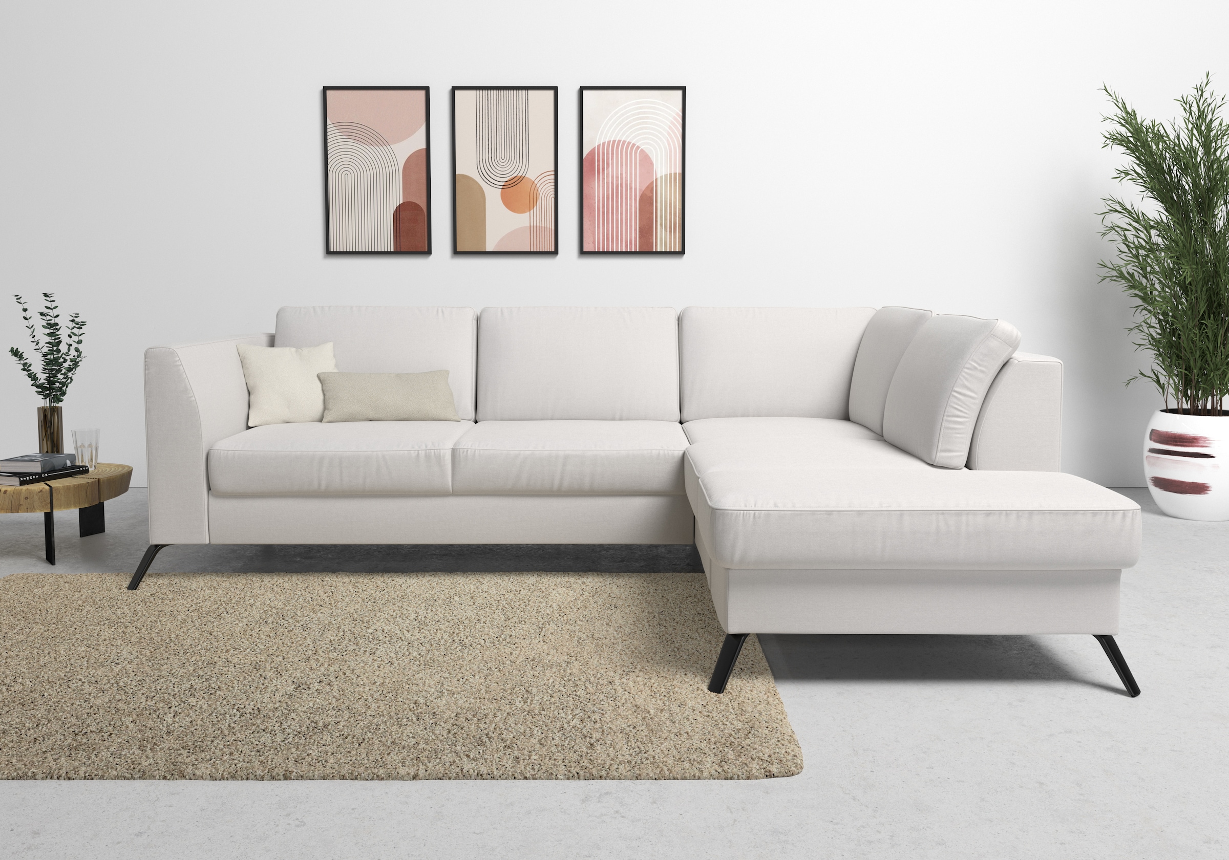 sit&more Ecksofa "Olsen L-Form" inklusive Sitztiefenverstellung, optional Schlaffunktion, 15cm hoch