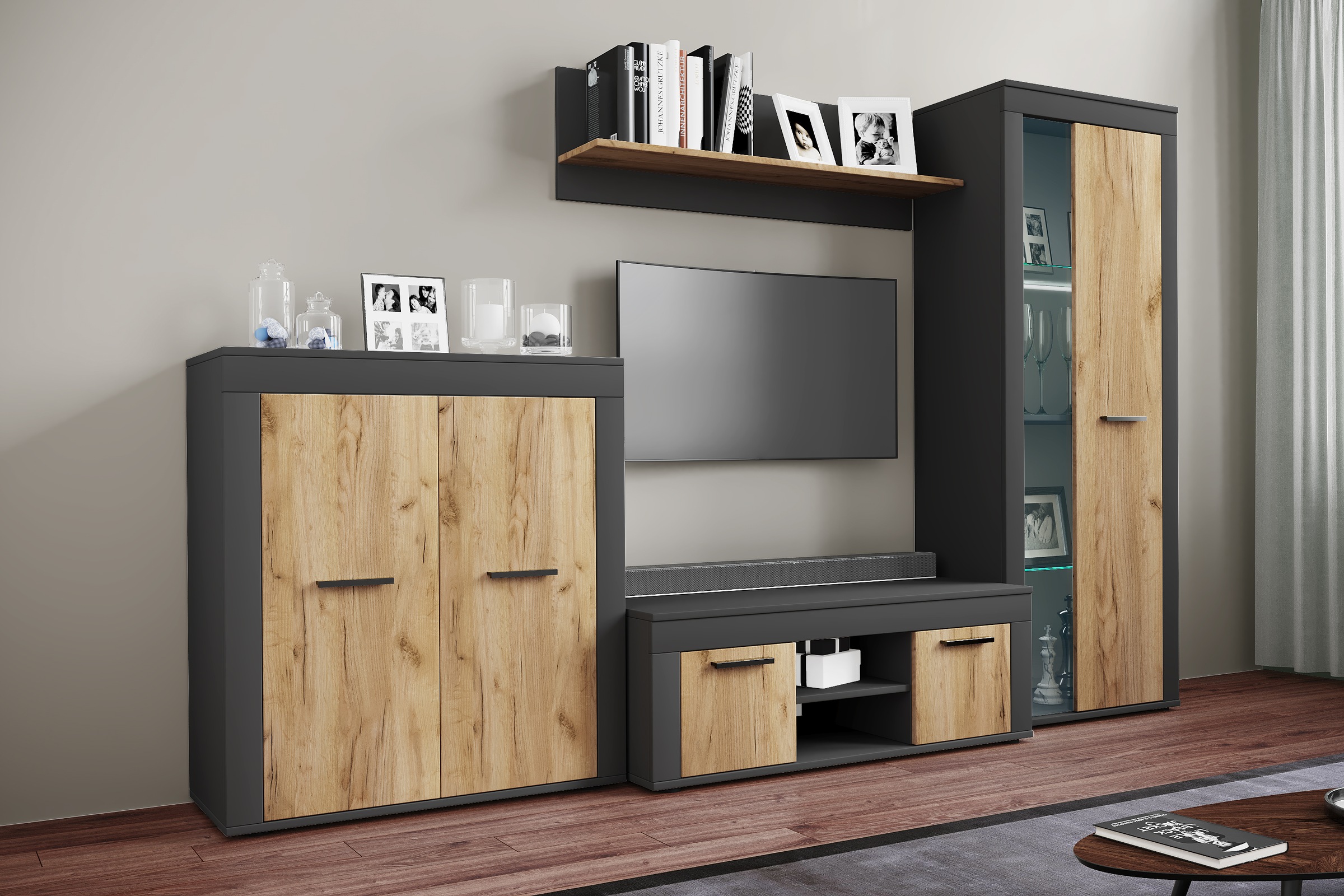VCM Wandregal "Holz Wandregal Hängeregal Wandboard Regal Usilo" 1 Stk. tlg.
