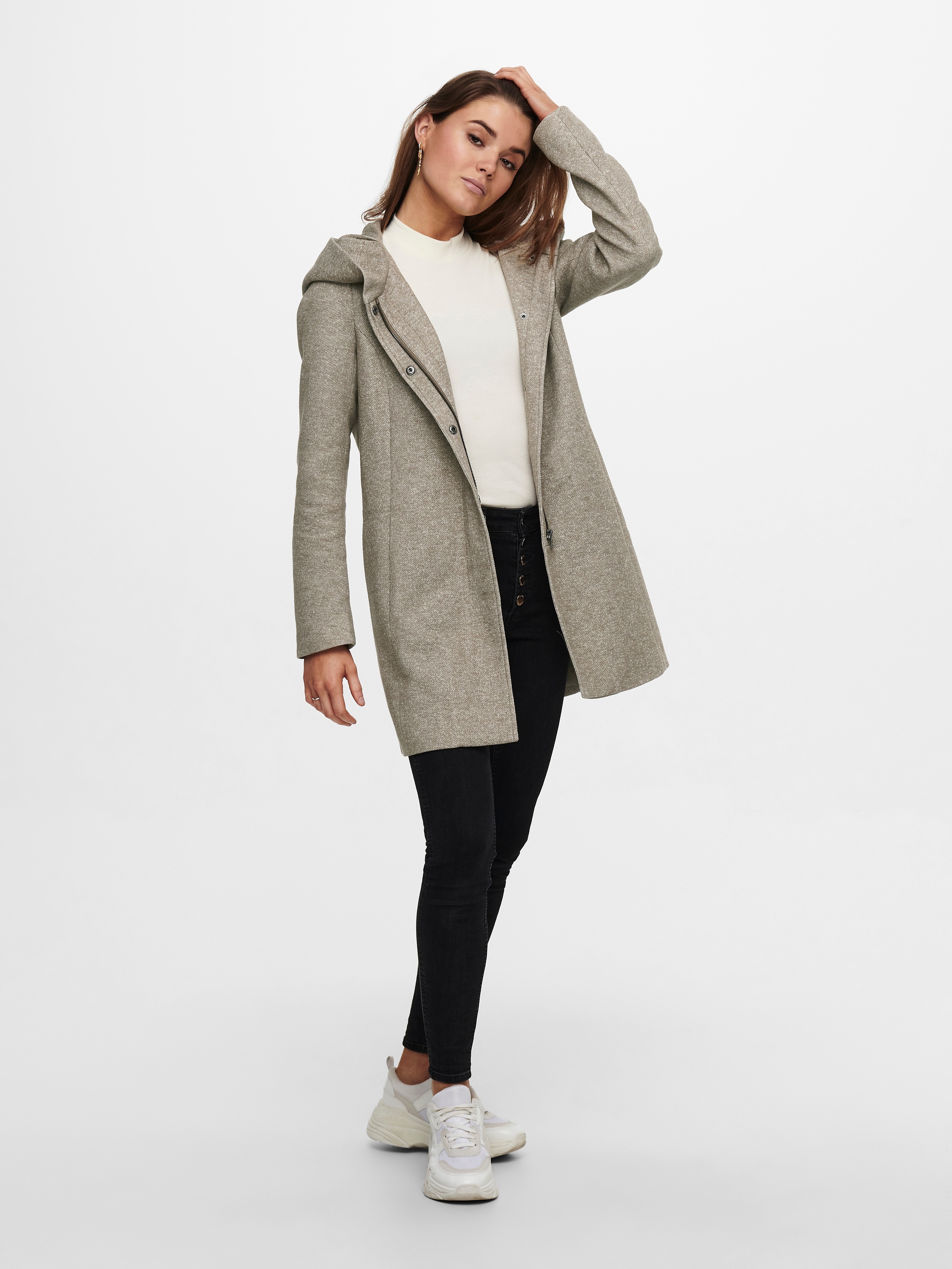 ONLY "ONLSEDONA LIGHT COAT OTW NOOS" mit Kapuze Materialmix günstig online kaufen