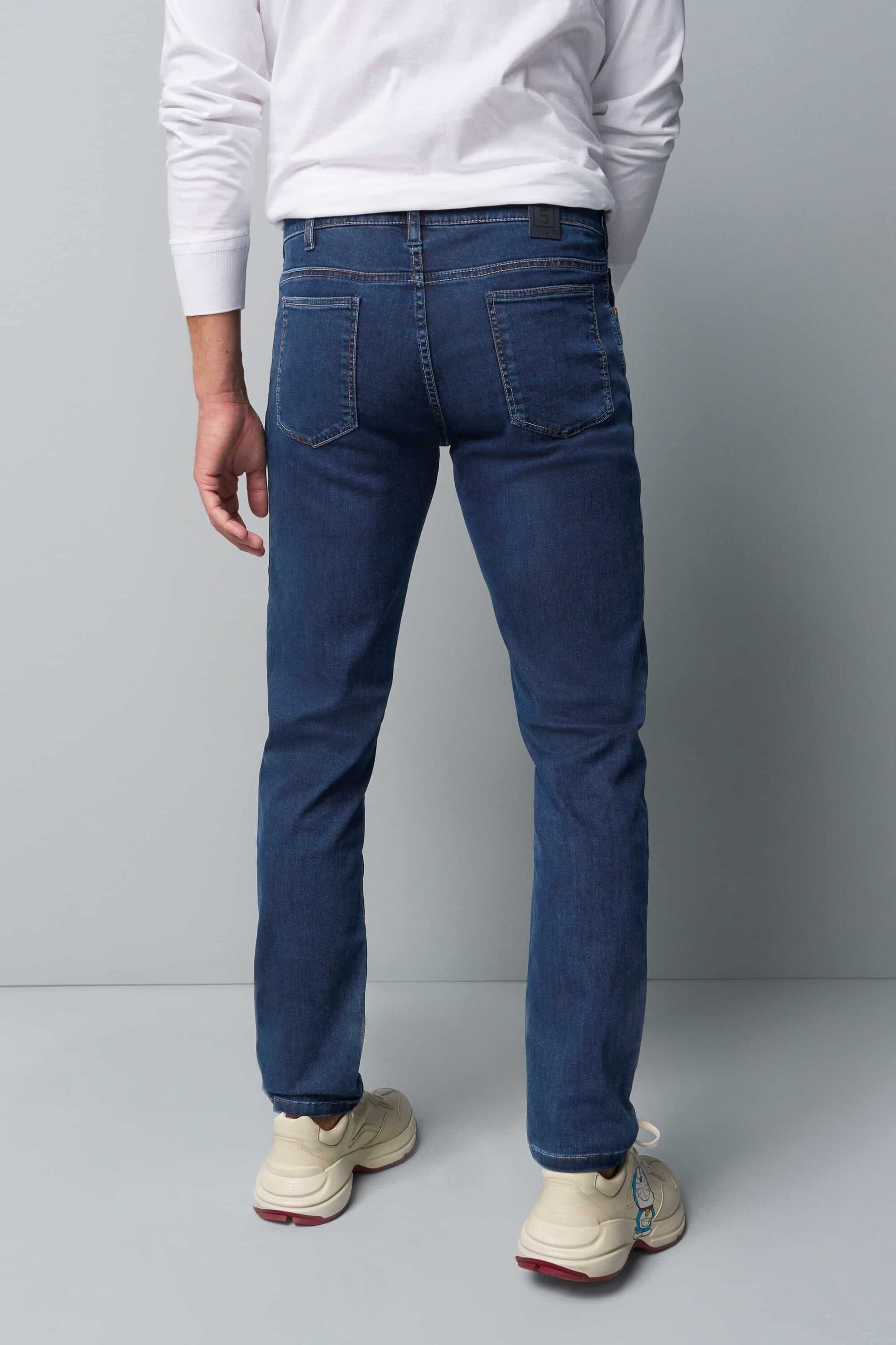 5-Pocket-Jeans MEYER "Jeans", Herren, Gr. 38, Länge 34, blau (blau, blau), 63% Baumwolle, 34% Polyester, 3% Elasthan, unifarben, slim fit lang, Jeans 5-Pocket-Jeans, M5 Slim aus Bio-Baumwolle 2