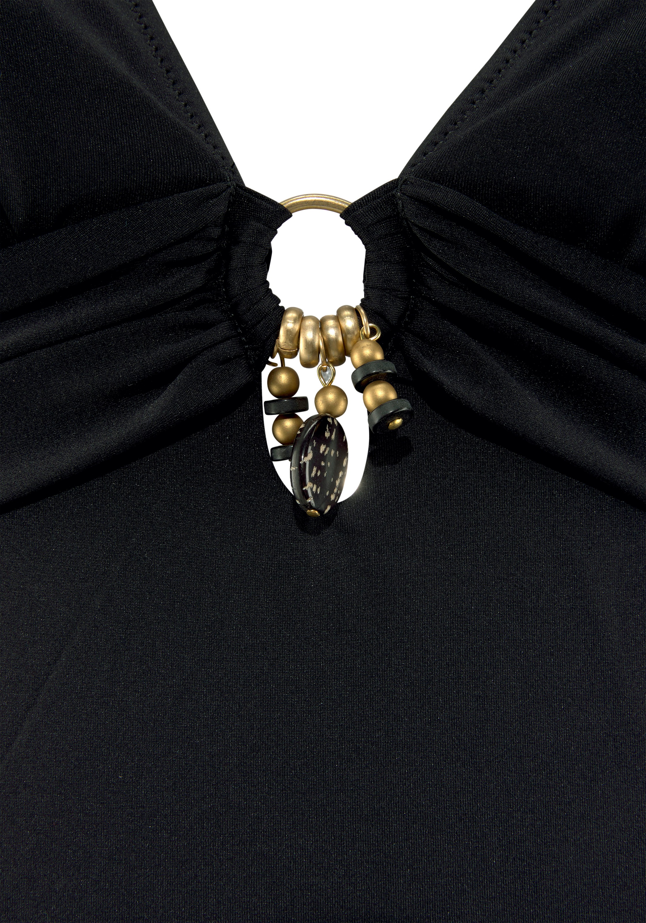 Badeanzug BRUNO BANANI, Damen, Gr. 36, Cup C/D, schwarz, Microfaser, unifarben, Badeanzüge Badeanzug, mit gold-schwarzen Accessoires 3