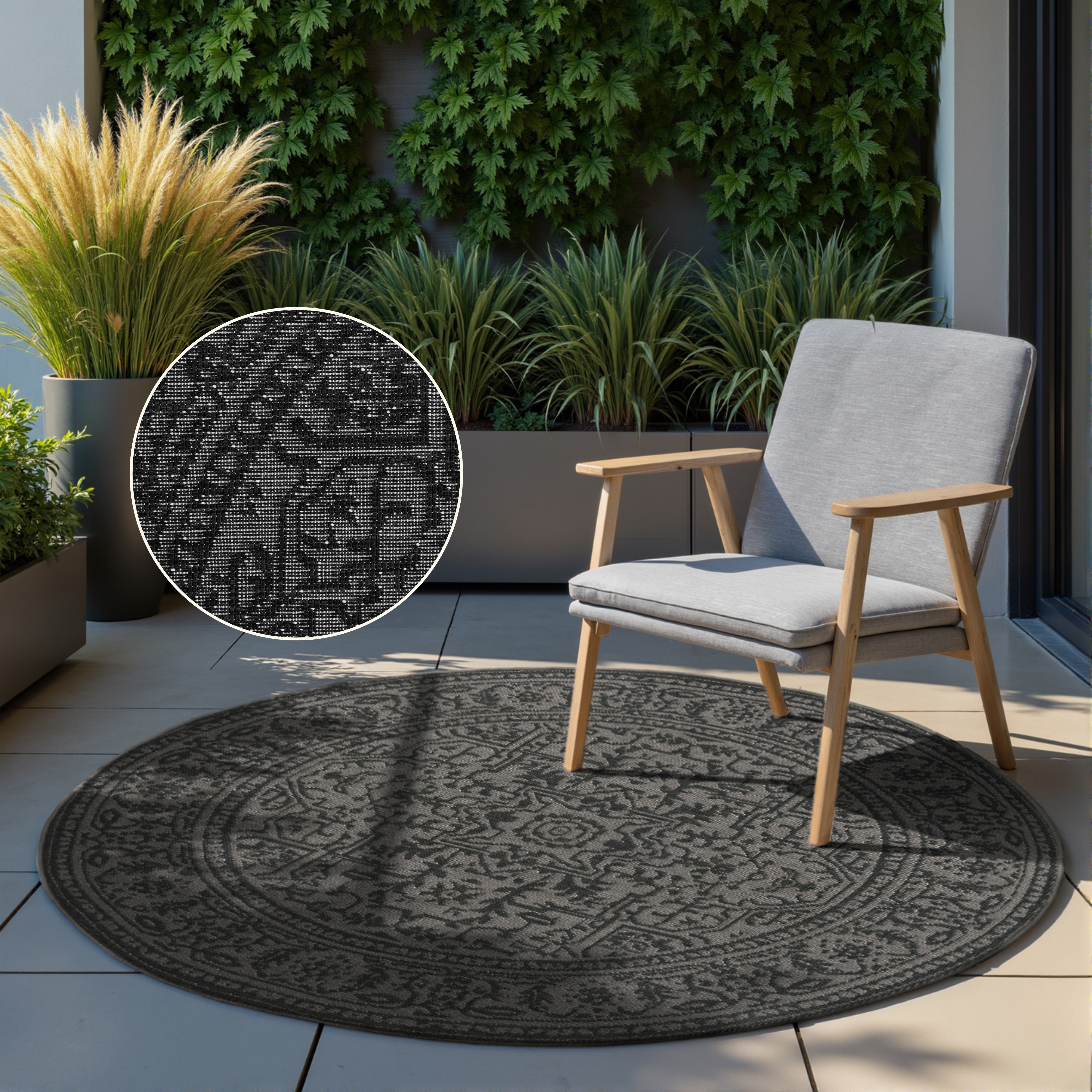 HANSE Home "Kona Wendeteppich" rund 5 mm Höhe In und Outdoor, Flachgewebe, wetterfest, pflegeleicht, robust
