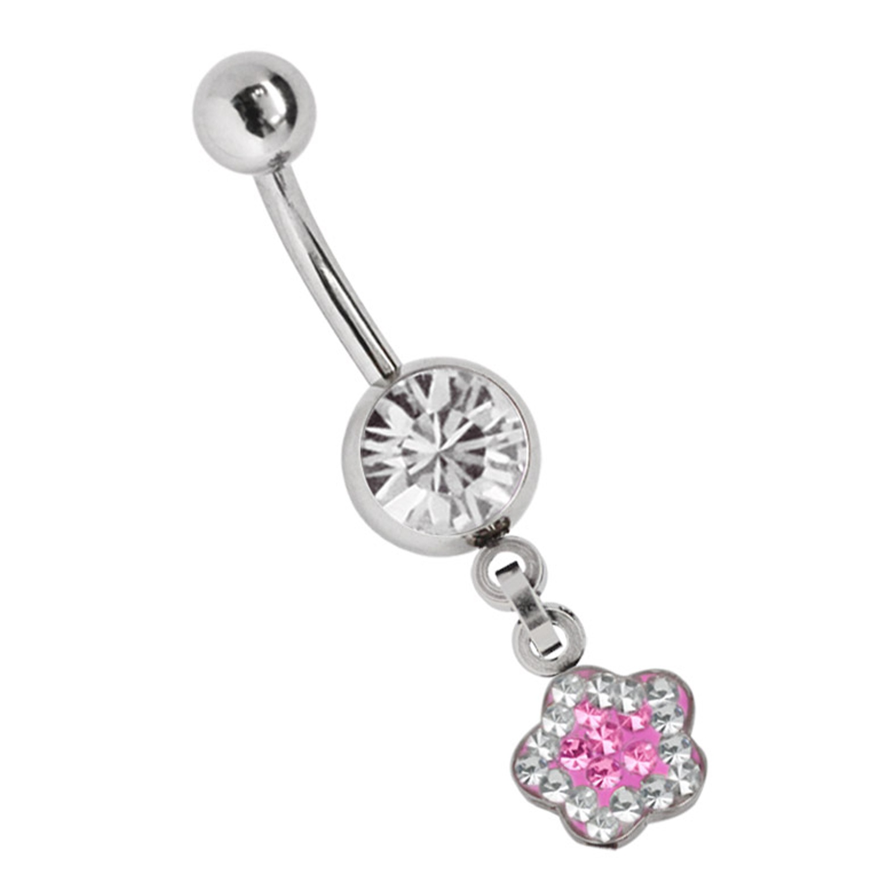 ADELIA ́S Damen Bauchnabelpiercing "Piercing Bauchnabelpiercing", onesize, rosa, Chirurgiestahl, Piercings, Banane mit 8 mm Zirkoniakugel in klar