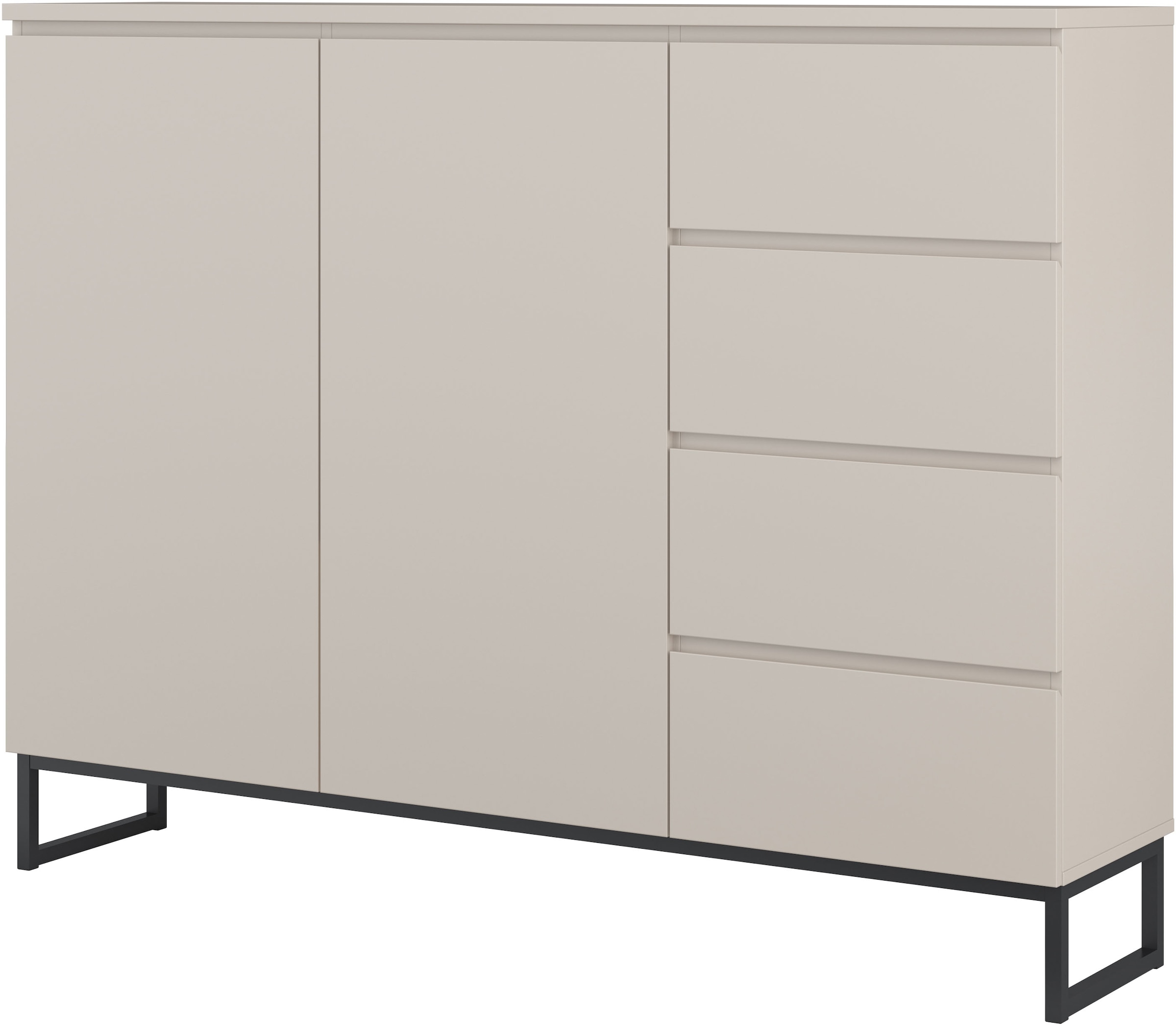 OTTO home Sideboard »Modo II, Breite 150 cm, moderne grifflose Kommode 2Türen/4 SK« Schubladenschrank viel Stauraum, Einlegeböden verstellbar, Metallkufen
