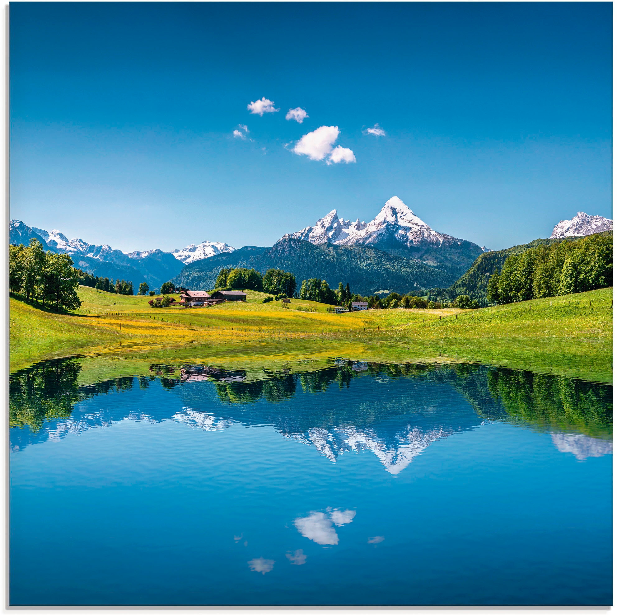 Artland Glasbild "Landschaft in den Alpen", Berge, (1 St.), in verschiedenen Größen