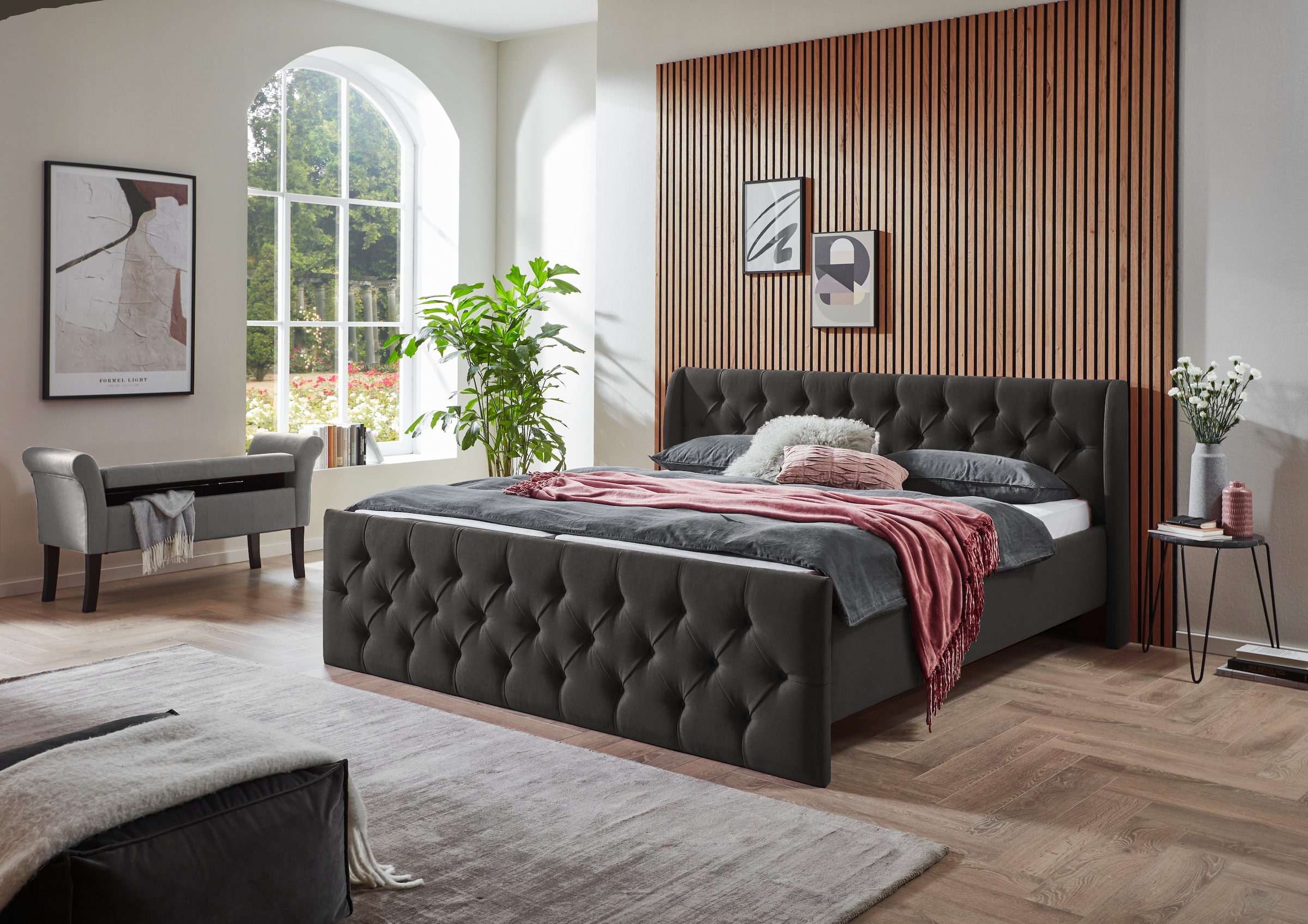 ATLANTIC home collection Bettgestell "TAMINA mit Chesterfieldoptik Kopf- un günstig online kaufen