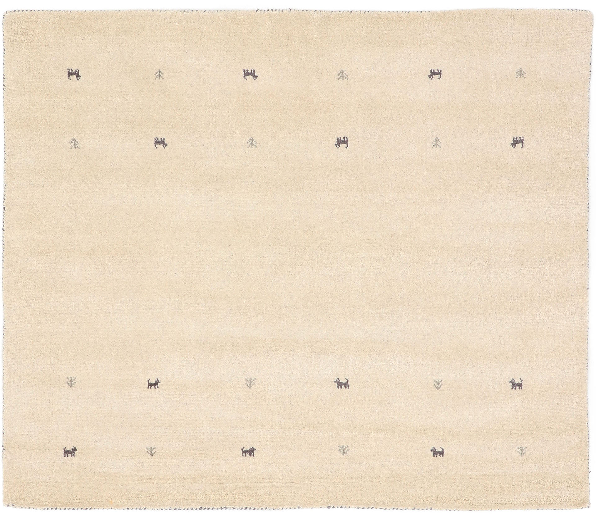 Thumbnail - carpetfine Wollteppich "Gabbeh-Uni", quadratisch, 15 mm Höhe, reine Wolle, handgewebt, Gabbeh Loom Tiermotiv, Sonderform...