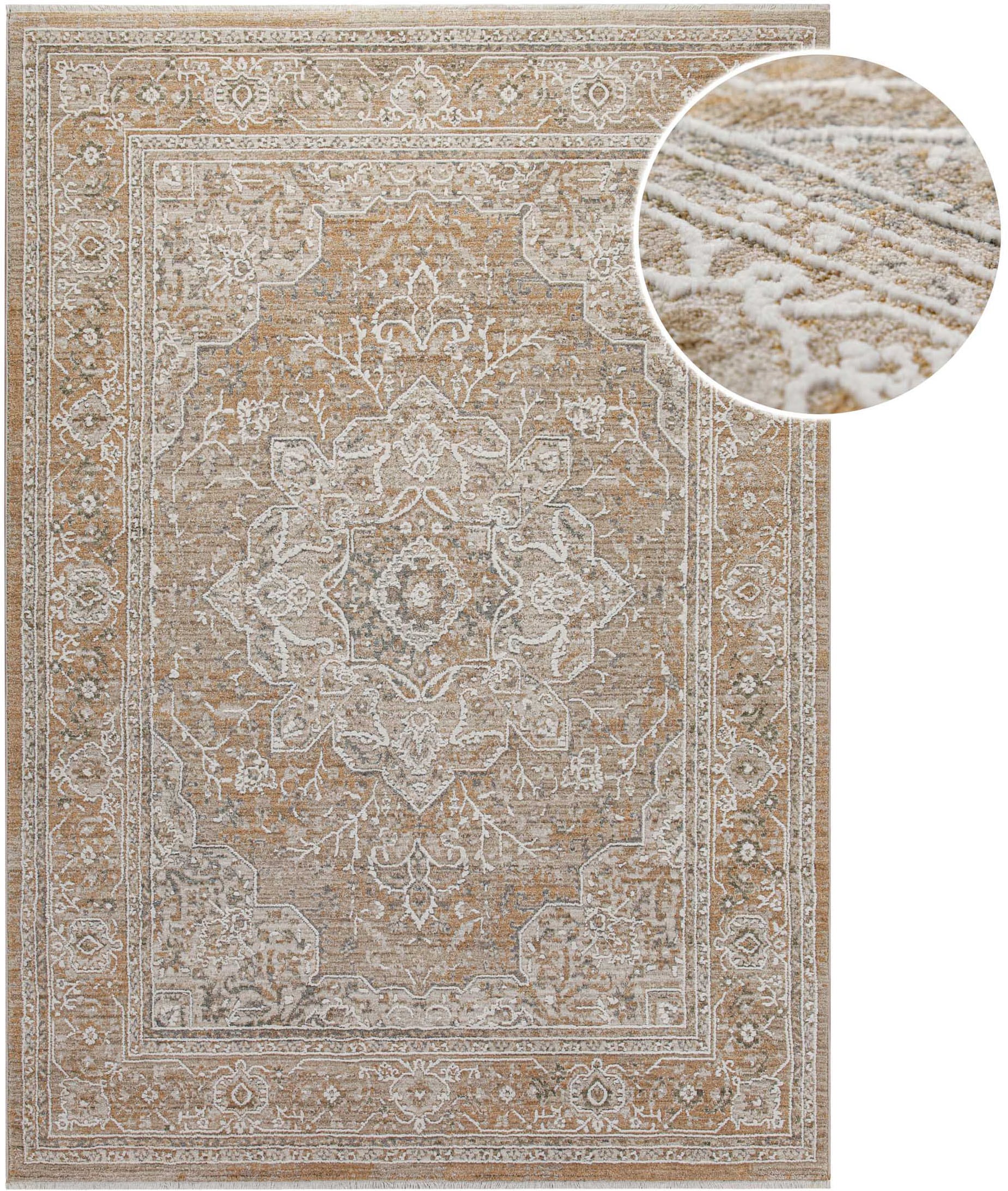 Esprit Teppich »Vintage Soul« rechteckig 15 mm Höhe Kurzflor, Vintage-Orient-Look, Hoch-Tief-Effekt, waschbar, Jute-Rücken