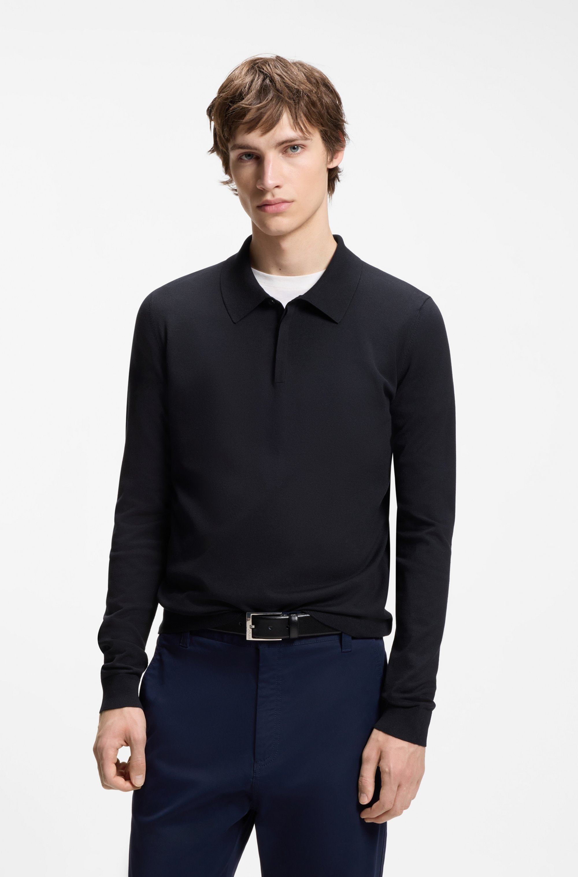 HUGO Polokragenpullover "San Pippo" Polokragen, Feinstrick, schmale Passform