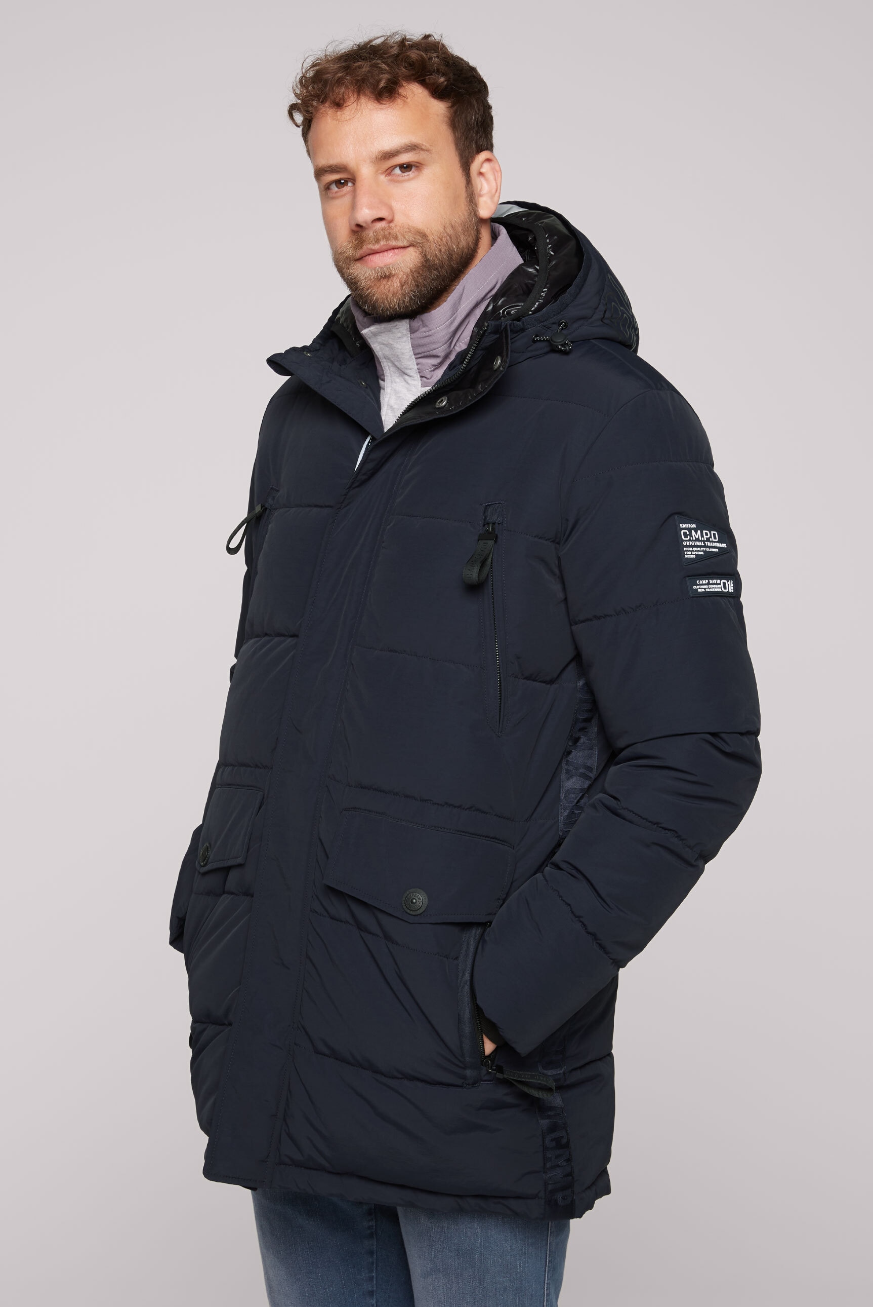 CAMP DAVID Langjacke, mit Kapuze, mit Windbreaker-Bündchen