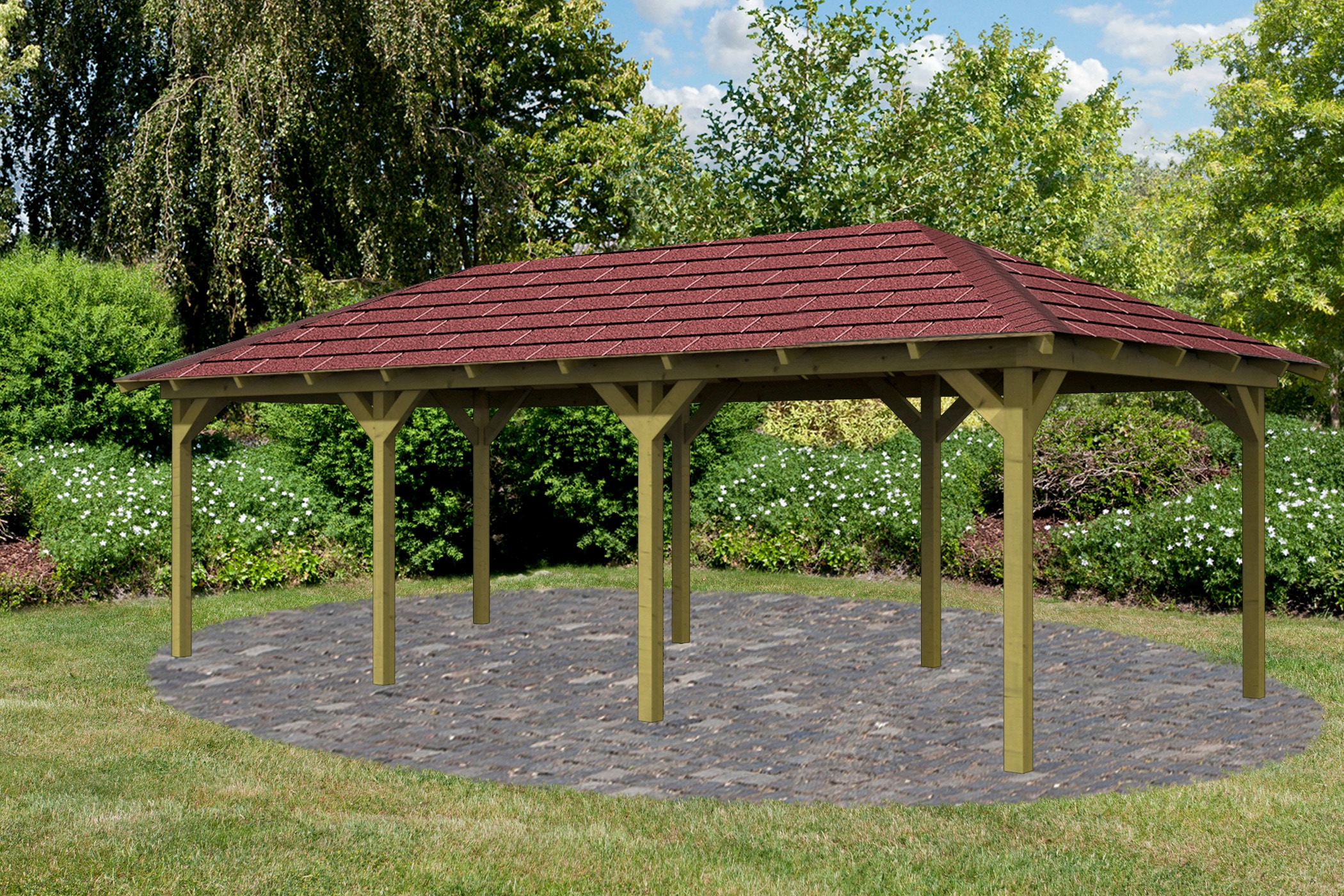 Karibu Pavillon "Mailand 1" BxT: 345x485 cm, inkl. Dachschindeln und Pfoste günstig online kaufen