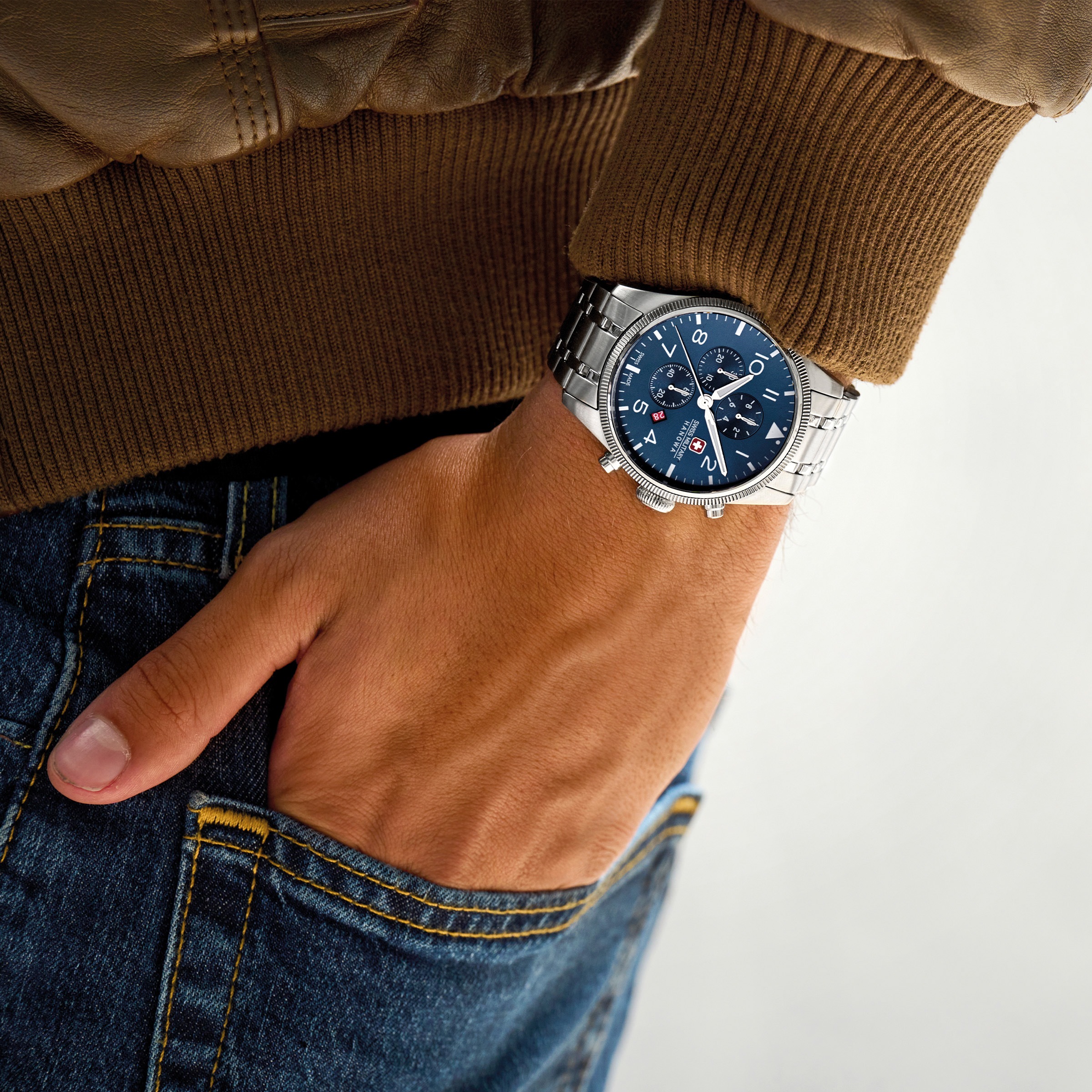 Swiss Military Hanowa Chronograph »Thunderbolt Chrono« Quarzuhr, Armbanduhr, Herrenuhr, Swiss Made, Edelstahlarmband, analog