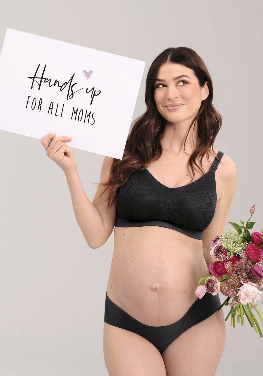 Still-BH ANITA MATERNITY "Essential Lace", Damen, Gr. L, N-Gr, grau (anthrazit), Stoff, Obermaterial: 62% Polyamid, 38% Elasthan, bestickt, unifarben mit Farbeinsatz, normal, BHs Still-BH, herausnehmbare Cups, mit Spitze, verstellbare Träger, feminin