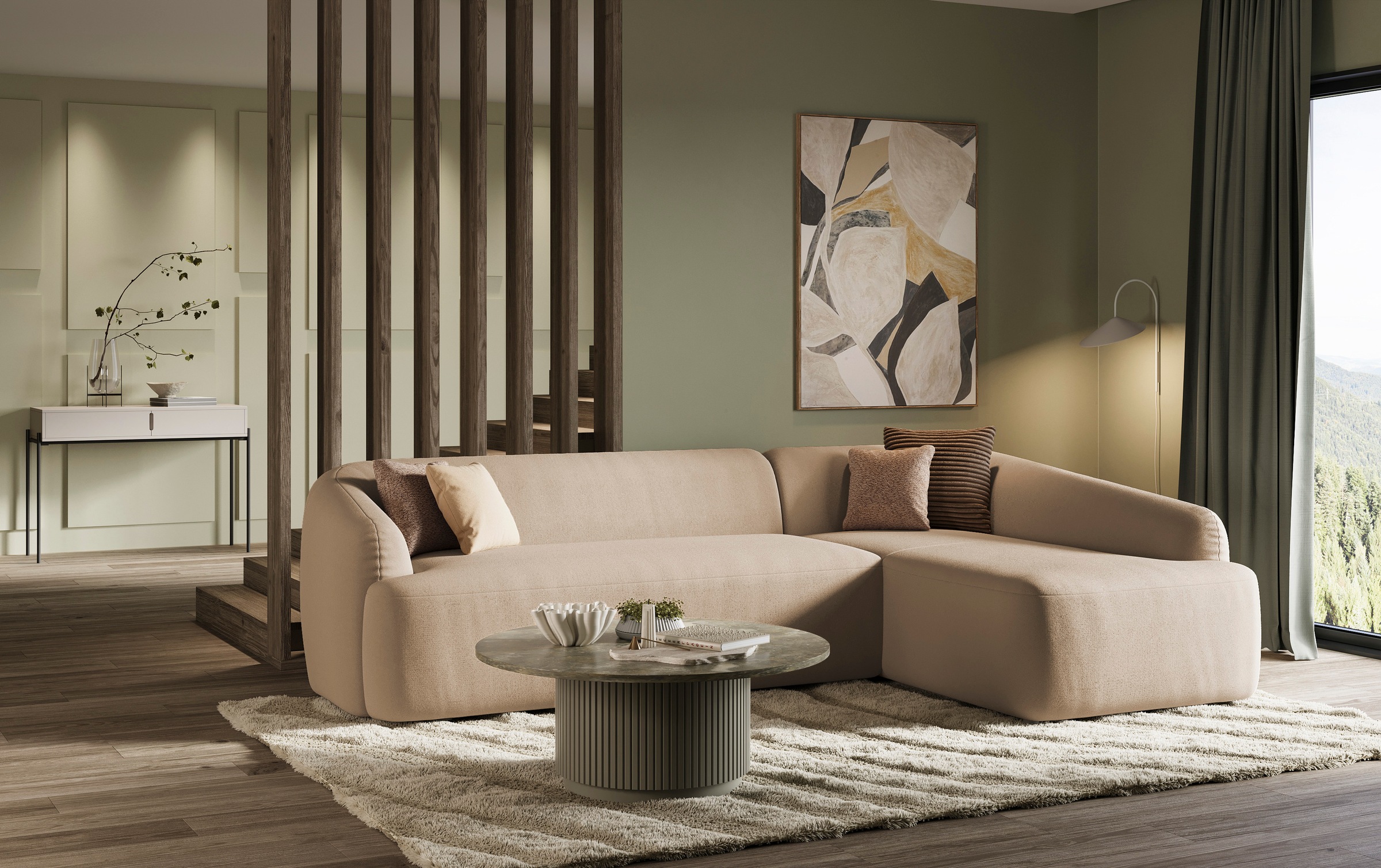 INOSIGN Ecksofa »Nergal, organisches Design, Breite 296cm, L-Form«, Modernes Design, schlichte Optik, stilvoller Blickfang im Wohnzimmer
