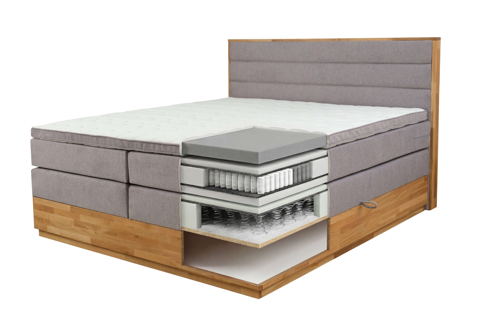 Home affaire Boxspringbett »Evelina, Doppelbett, Polsterbett, Komfortbett, 160 & 180 cm« inkl. 6 cm Topper, zwei Bettkästen, Taschen-Federkernmatratze in H3