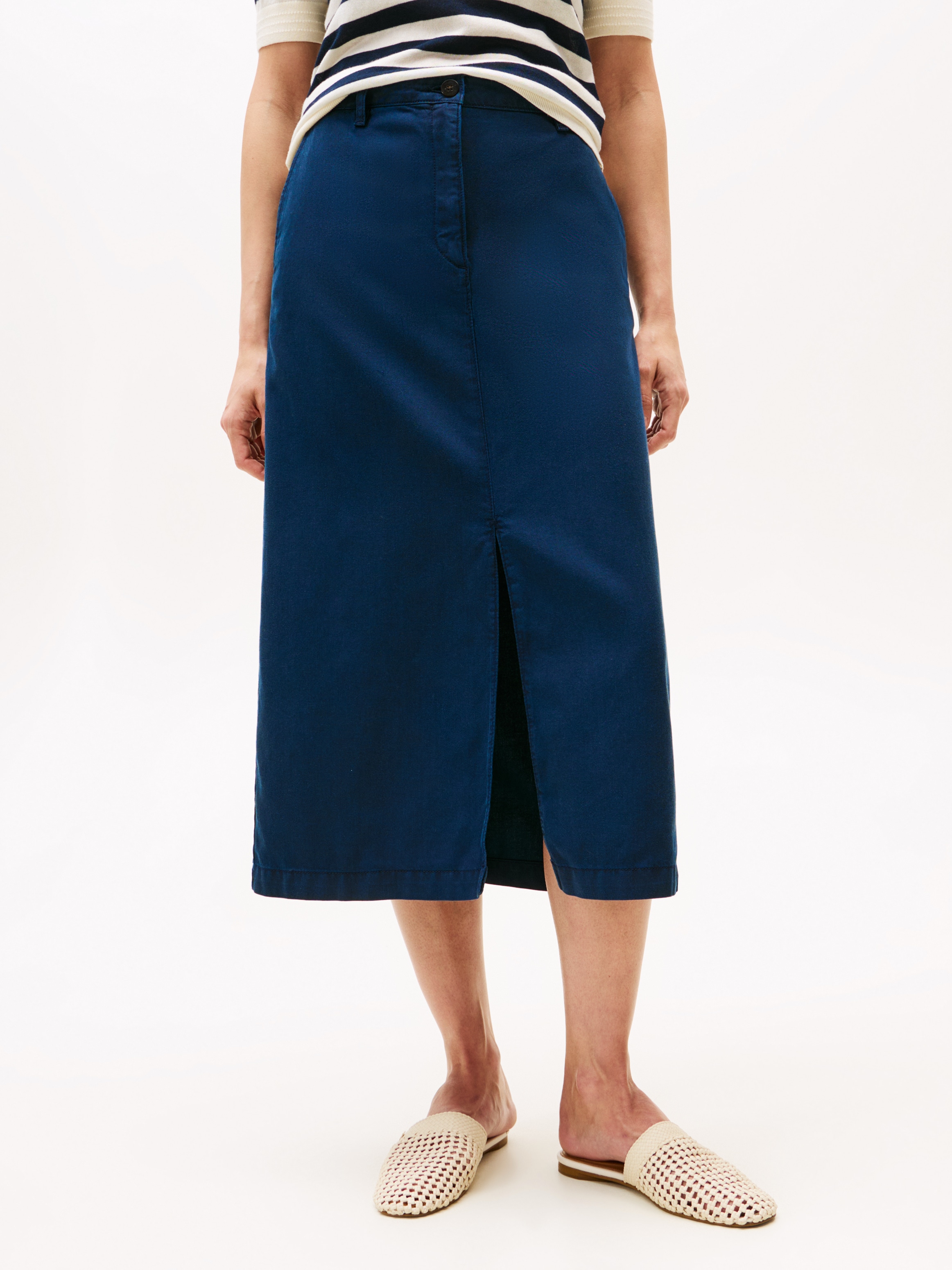 Tommy Hilfiger Webrock "CO TENCEL MIDI SKIRT", mit Schlitz günstig online kaufen
