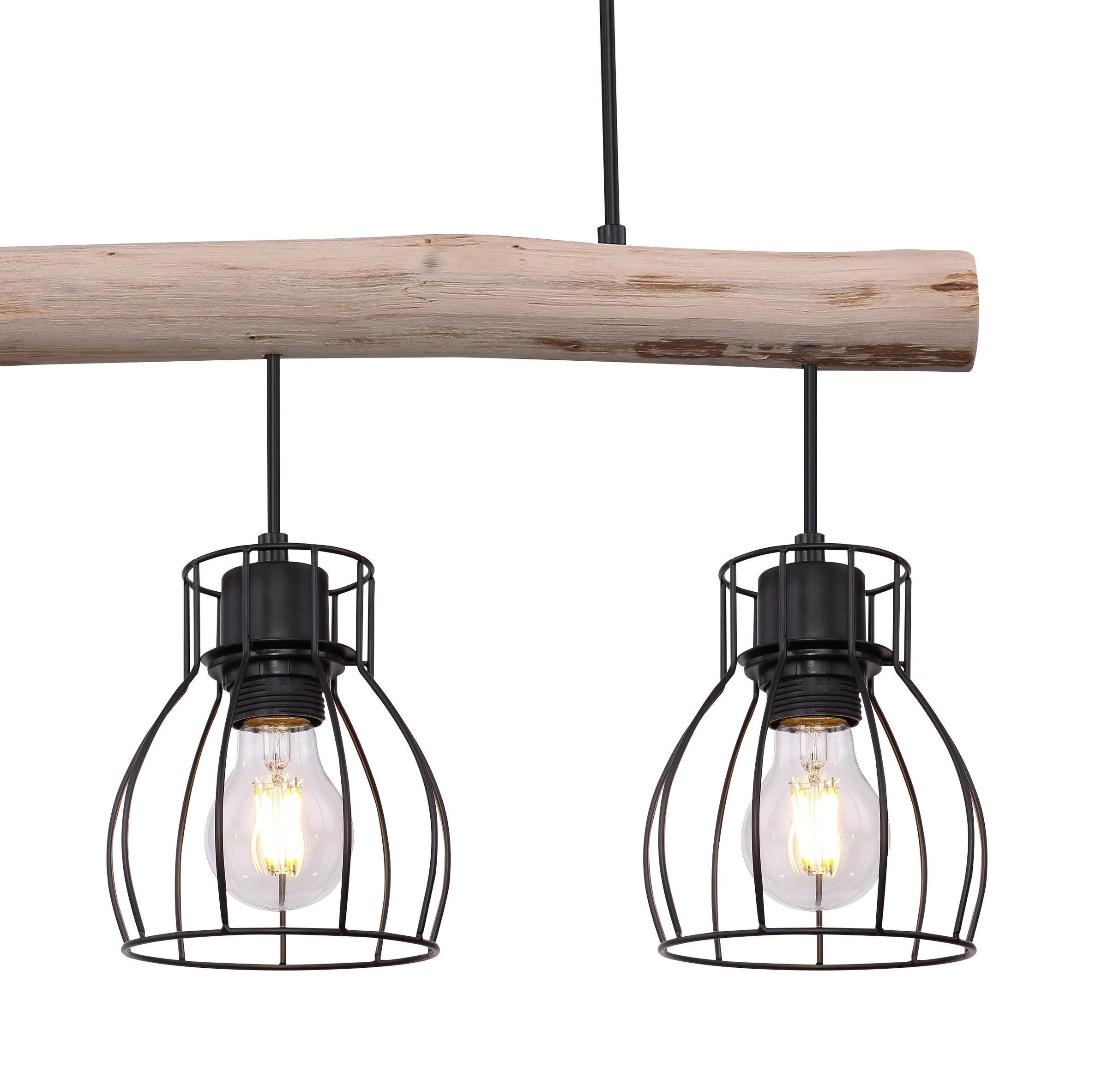 GLOBO LIGHTING Hängeleuchte »MINA« E27 1 Stk. Wohnzimmerleuchte schwarz/Holz, höhenverstellbar, E27