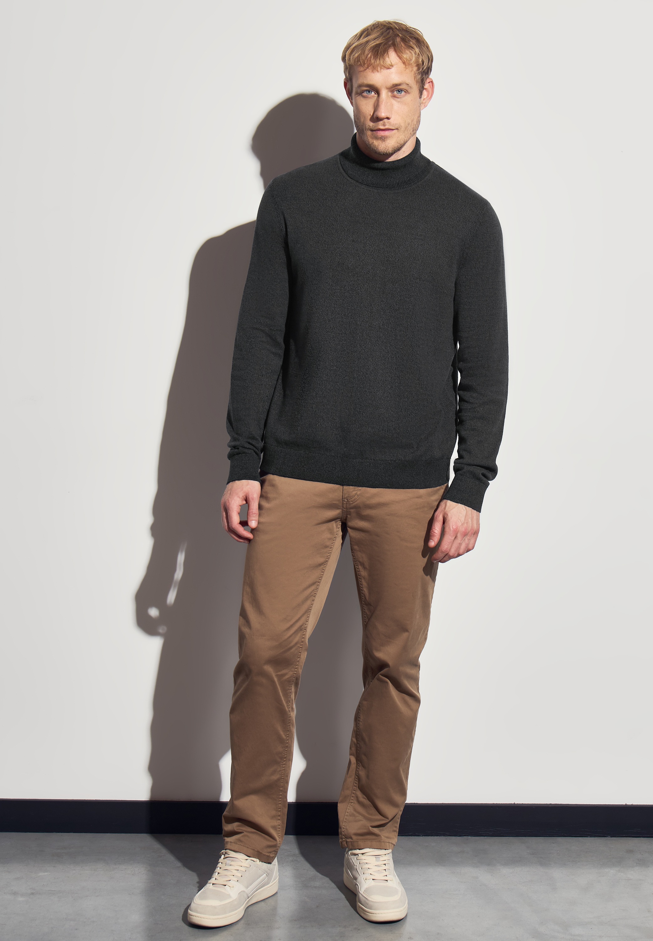 STREET ONE MEN Rollkragenpullover, aus reiner Baumwolle