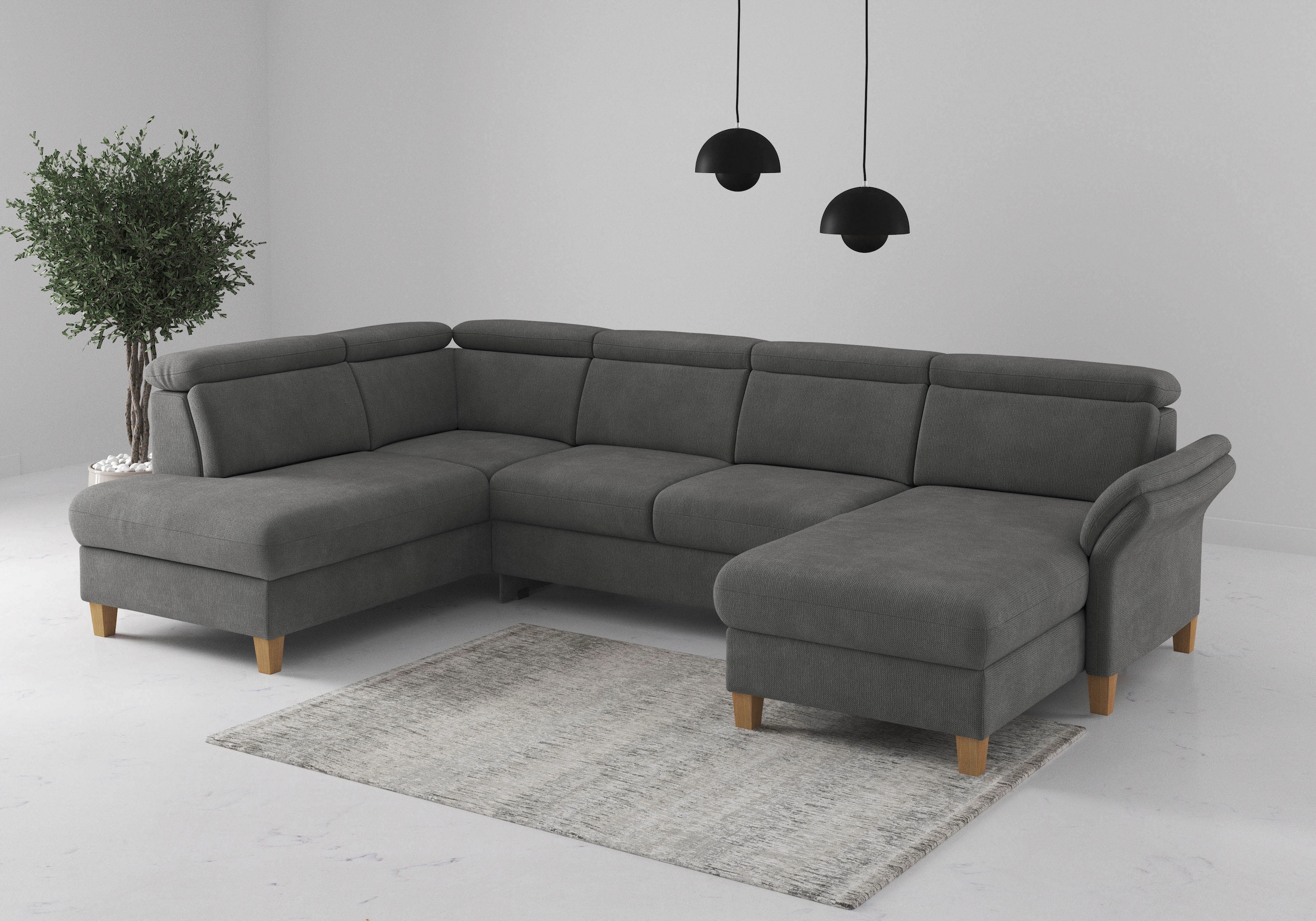 OTTO home Wohnlandschaft "Glendale, U-Form" inkl. Kopfteilverstellung, wahlweise mit Vorziehsitz und Bettkasten
