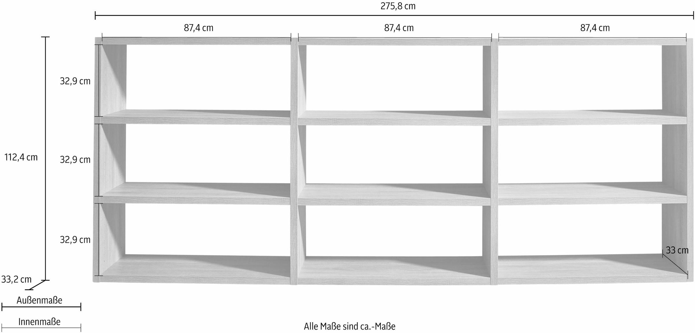 Raumteilerregal | Breite 275,8 »Toro«, fif BAUR cm 9 Fächer, möbel