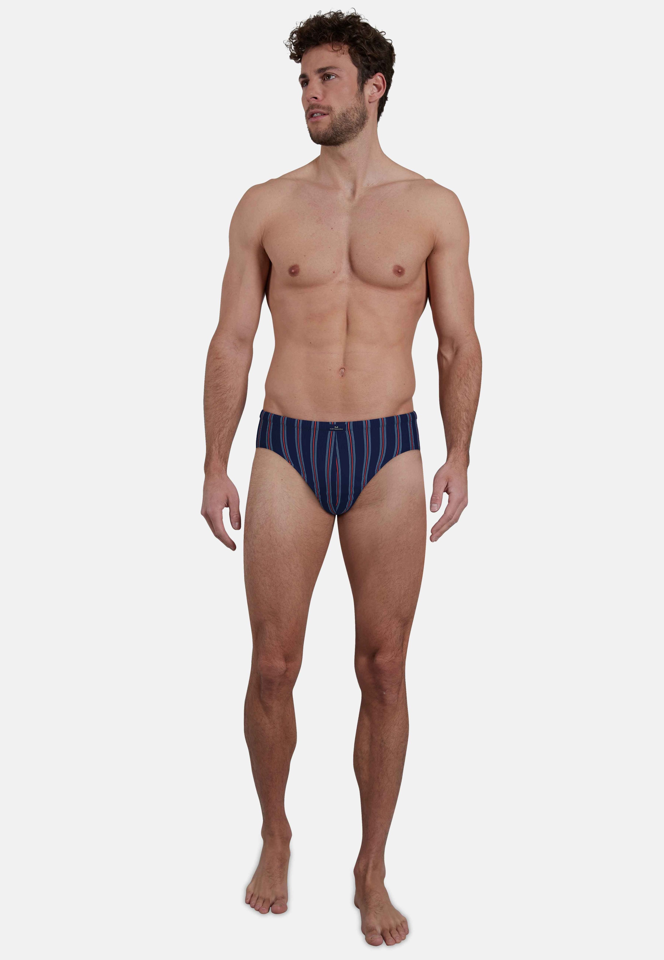 Thumbnail - GÖTZBURG Slip "Glasgow" 2er Pack, gestreift, basic, eng, atmungsaktiv, mit Logo, Baumwollmix