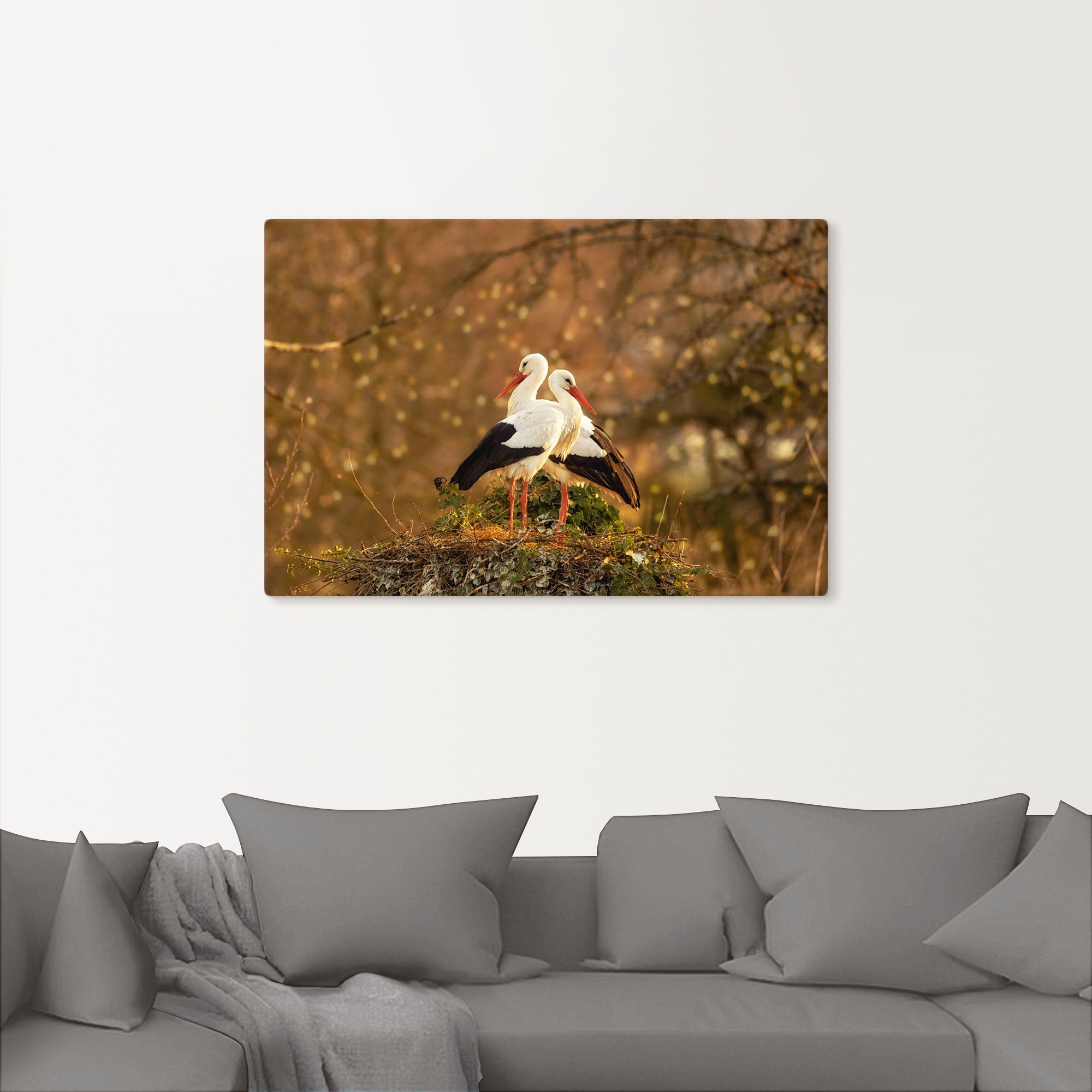 Artland Leinwandbild "Storchenpaar" Vogelbilder 1 Stk. tlg. auf Keilrahmen günstig online kaufen