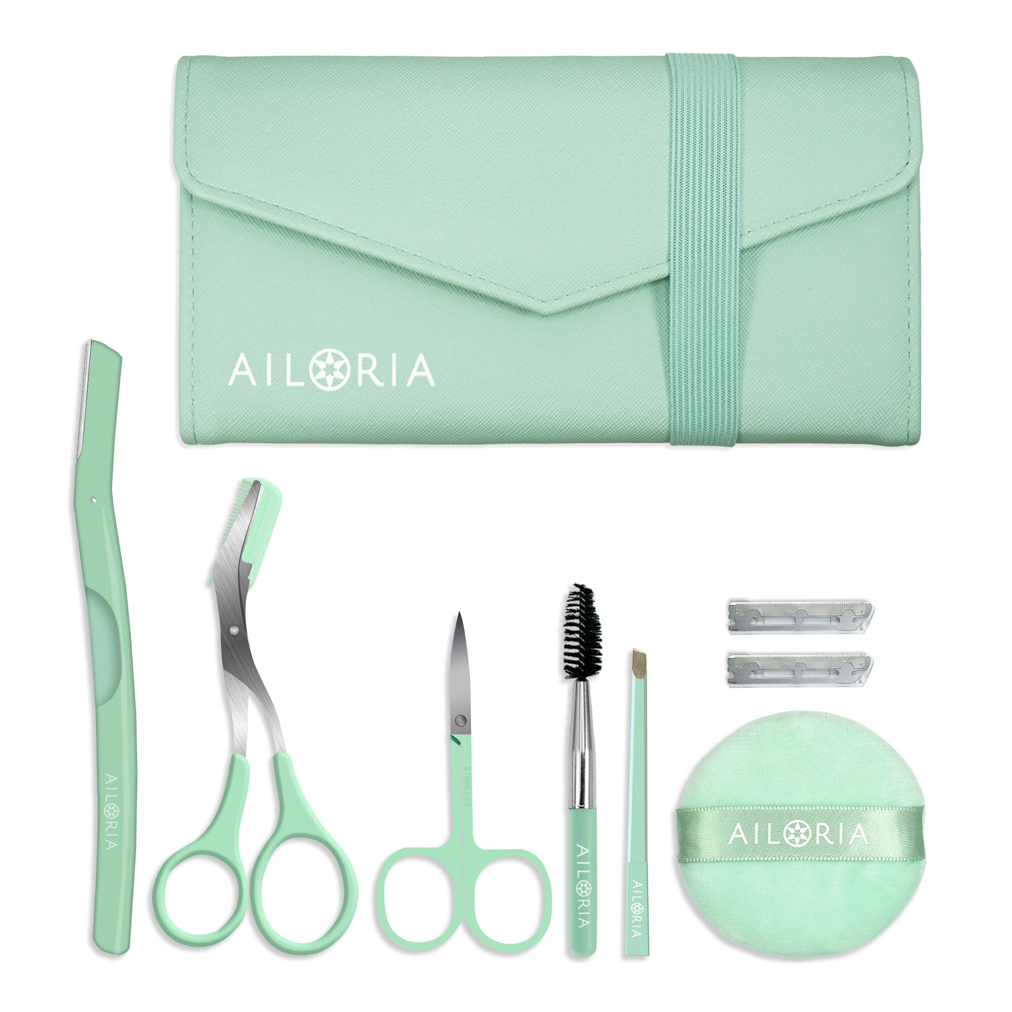 AILORIA Damen Augenbrauenrasierer "Augenbrauen- und Gesichtspflege-Set VISAGIQUE", grün, Rasierer