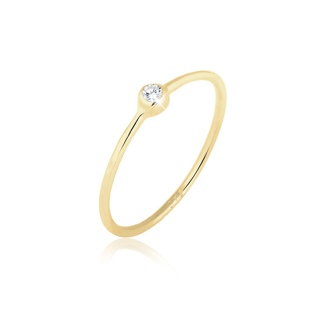 Elli Premium Fingerring »Solitär Zirkonia 375er Gelbgold«