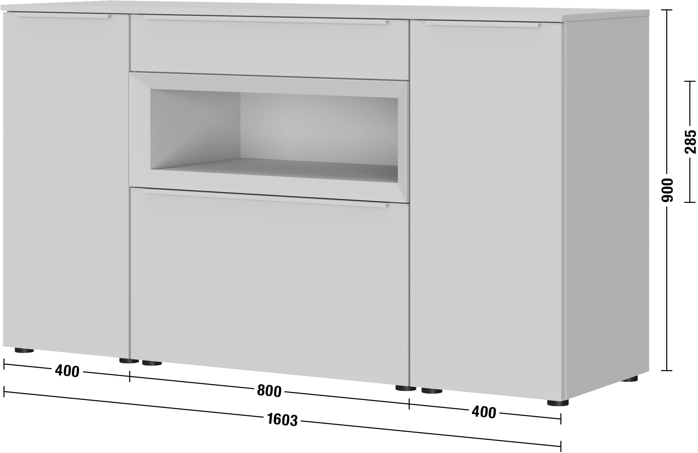 nobilia® Sideboard »Case, 90 x 49 cm, (H/T), versch. Breiten« mit Türen, Schubkasten, Auszug und Regaleinsatz