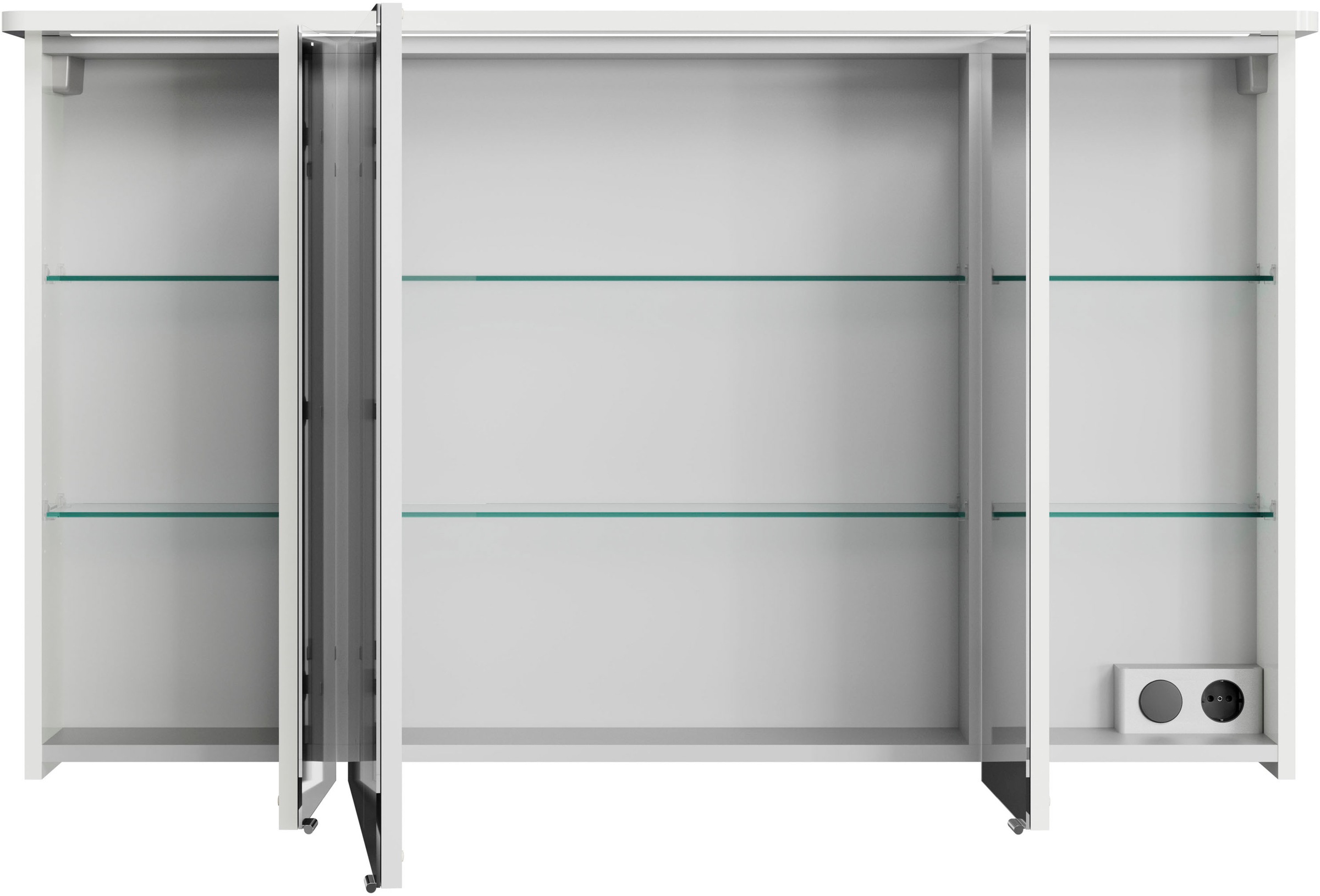 Saphir Spiegelschrank »Serie 4005 Badezimmer-Spiegelschrank inkl. LED-Kranzbeleuchtung«, Badschrank 120 cm breit, 3 Türen, 6 Glas-Einlegeböden, inkl Türdämpfer