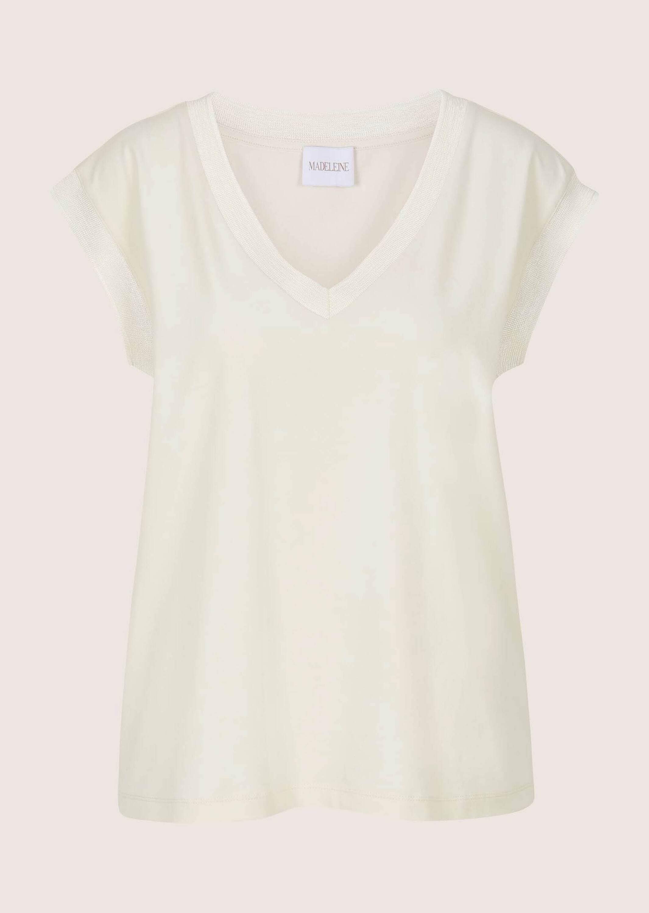 MADELEINE Kurzarmshirt "Jerseyshirt Sommershirt mit Rippenbändern" Breites Rippenband
