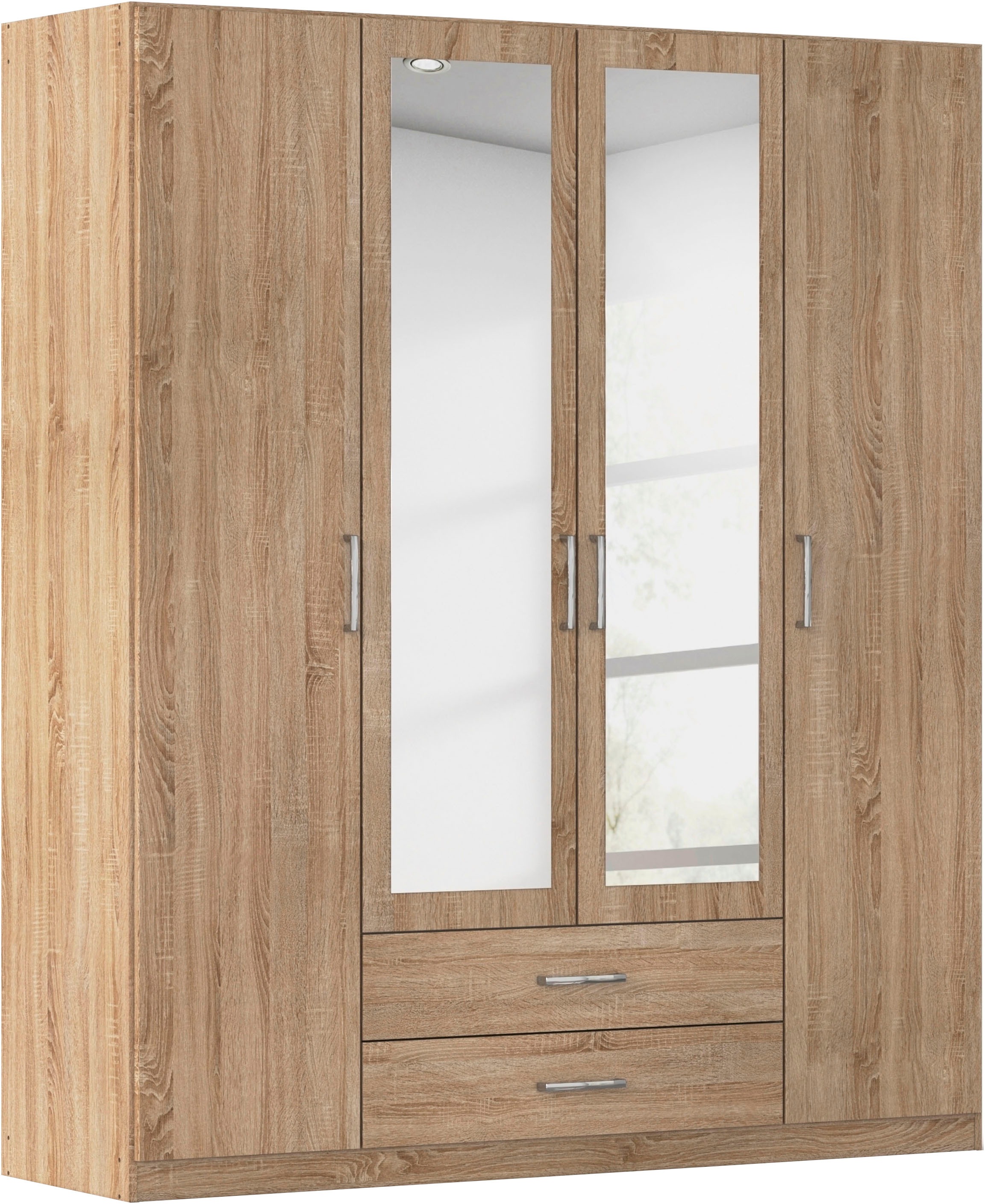 rauch Kleiderschrank "Schrank Garderobe Ankleide GAMMA Breiten 91/136/181/226/271/315/360 cm" in 3 Ausstattungen BASIC/CLASSIC/PREMIUM (inkl. SOFT-CLOSE-Funktion), verschiedene Griff-Varianten, mit Spiegel TOPSELLER MADE IN GERMANY