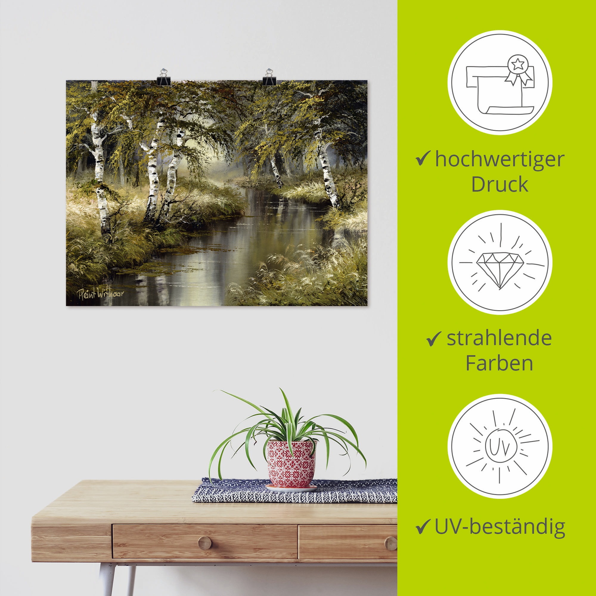 Artland Wandbild »Kanal tief im Wald«, Wald, (1 St.), als Leinwandbild, Poster, Wandaufkleber in verschied. Größen