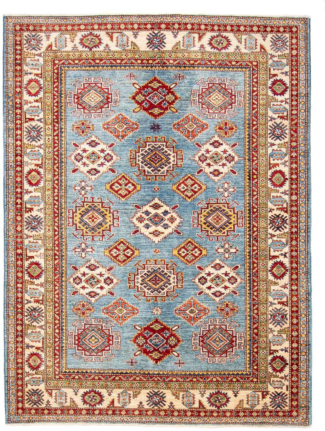 morgenland Orientteppich »Ziegler - Kazak - 233 x 184 cm - hellblau«, rechteckig, Wohnzimmer, Handgeknüpft, Einzelstück mit Zertifikat
