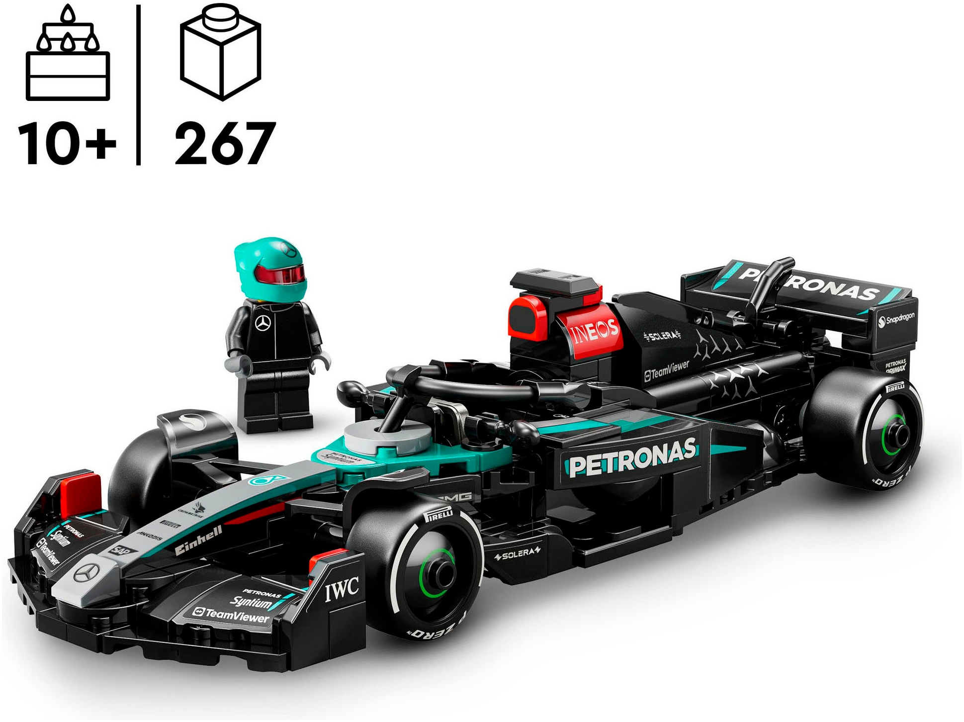 LEGO® Konstruktionsspielsteine »Mercedes-AMG F1® W15 Rennauto (77244), LEGO® Speed Champions«, (267 St.), Made in Europe