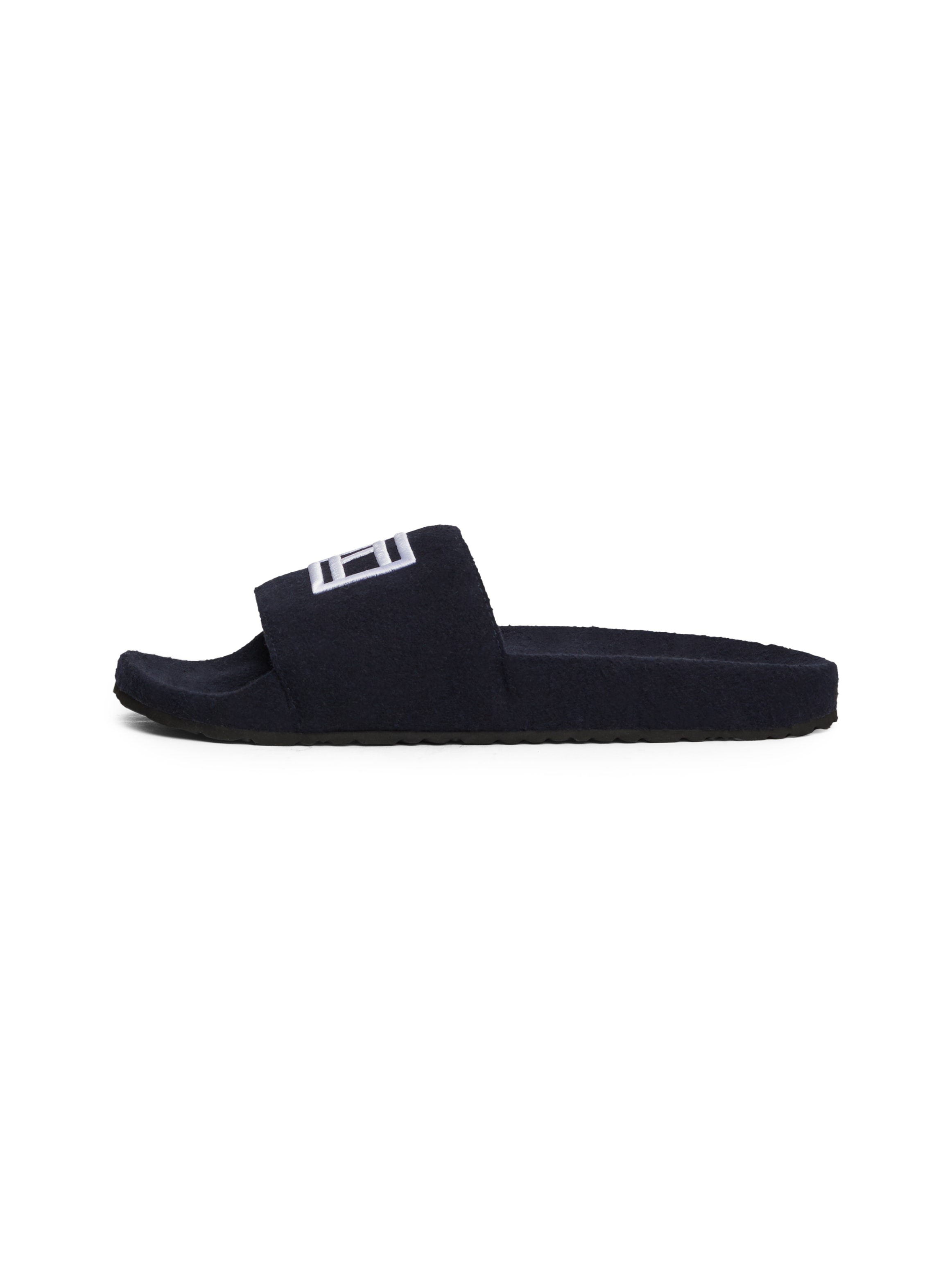 Tommy Hilfiger Pantolette »FLAG WARM HILIFGER POOL SLIDE«,Poolslide,Badepantolette,Hausschuh mit Kontrast-TH-Logo, schmale Form