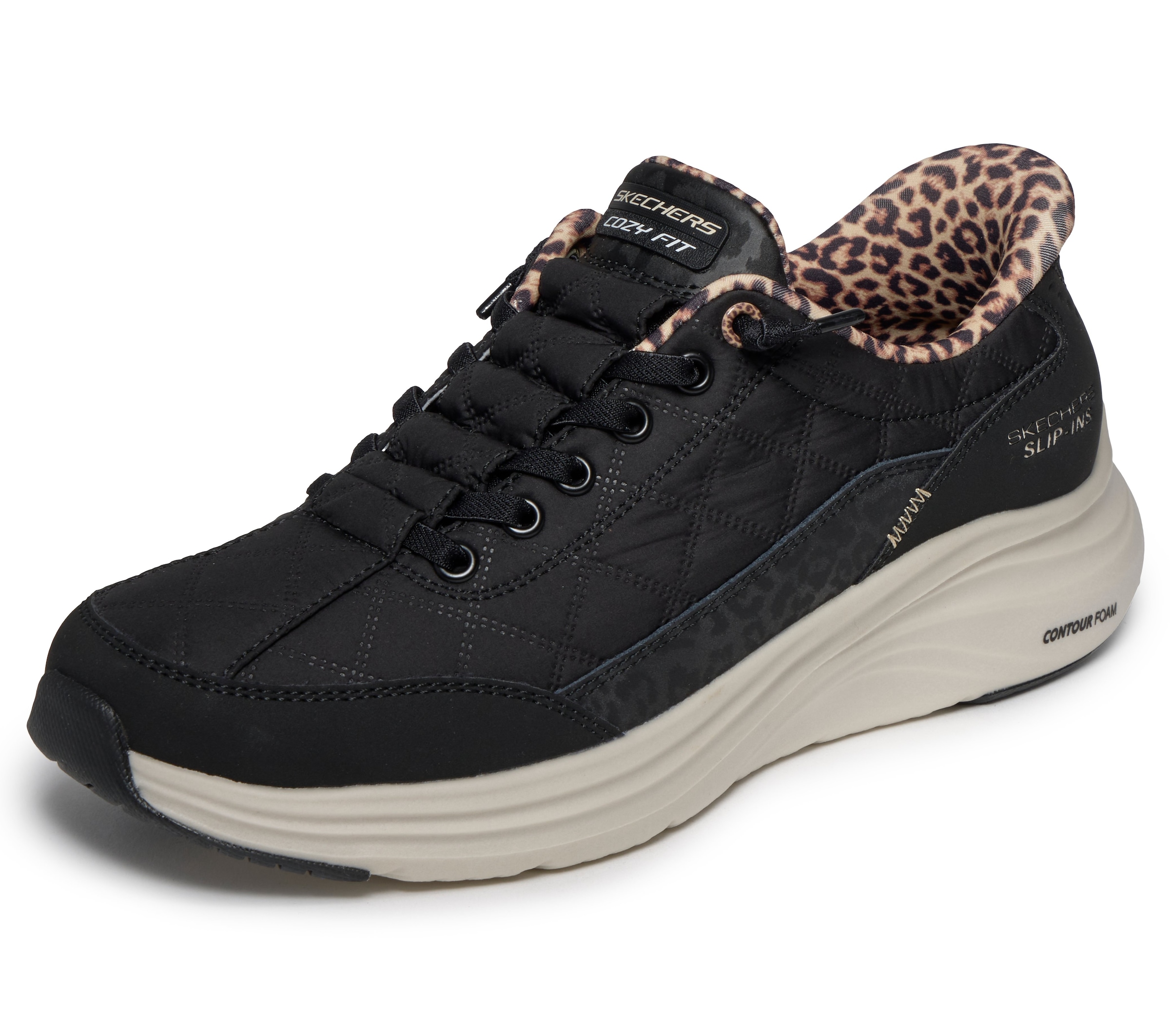 Skechers Slip-On Sneaker »CONTOUR FOAM-LEOPARD DREAM«  Schlupfschuh, Halbschuh, Freizeitschuh mit Animal-Print