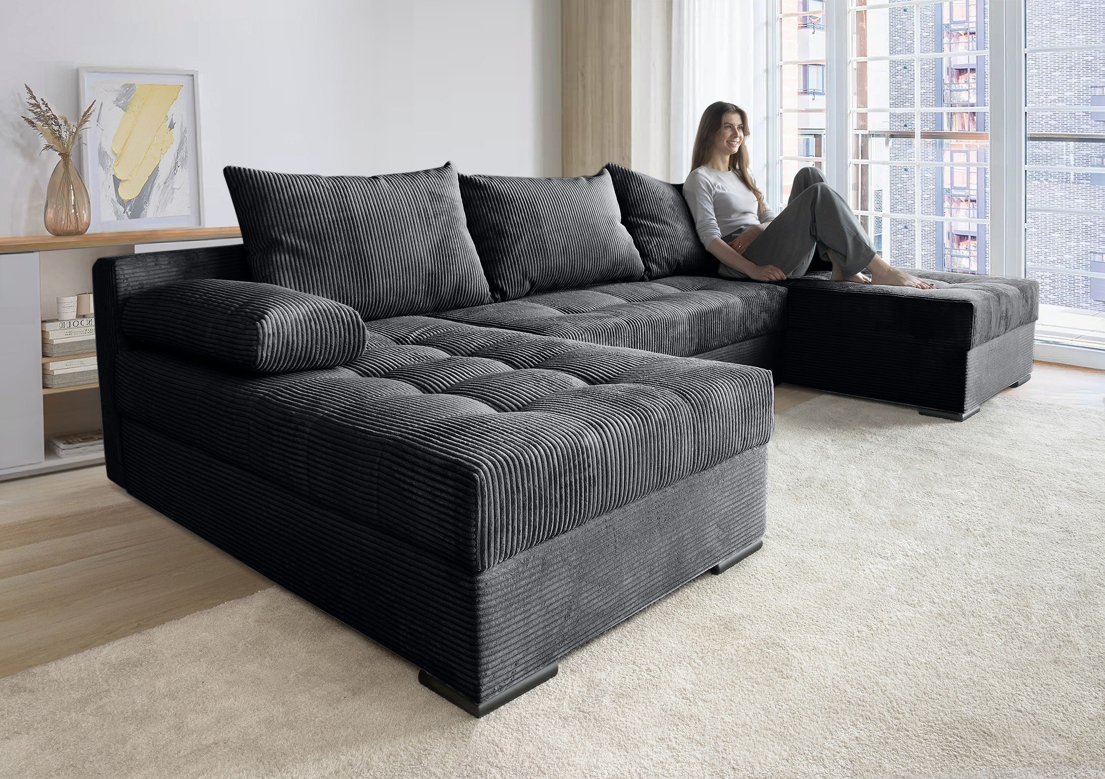 COLLECTION AB Wohnlandschaft "Josy, U-Form, Schlafsofa mit Bettkasten", (Co günstig online kaufen