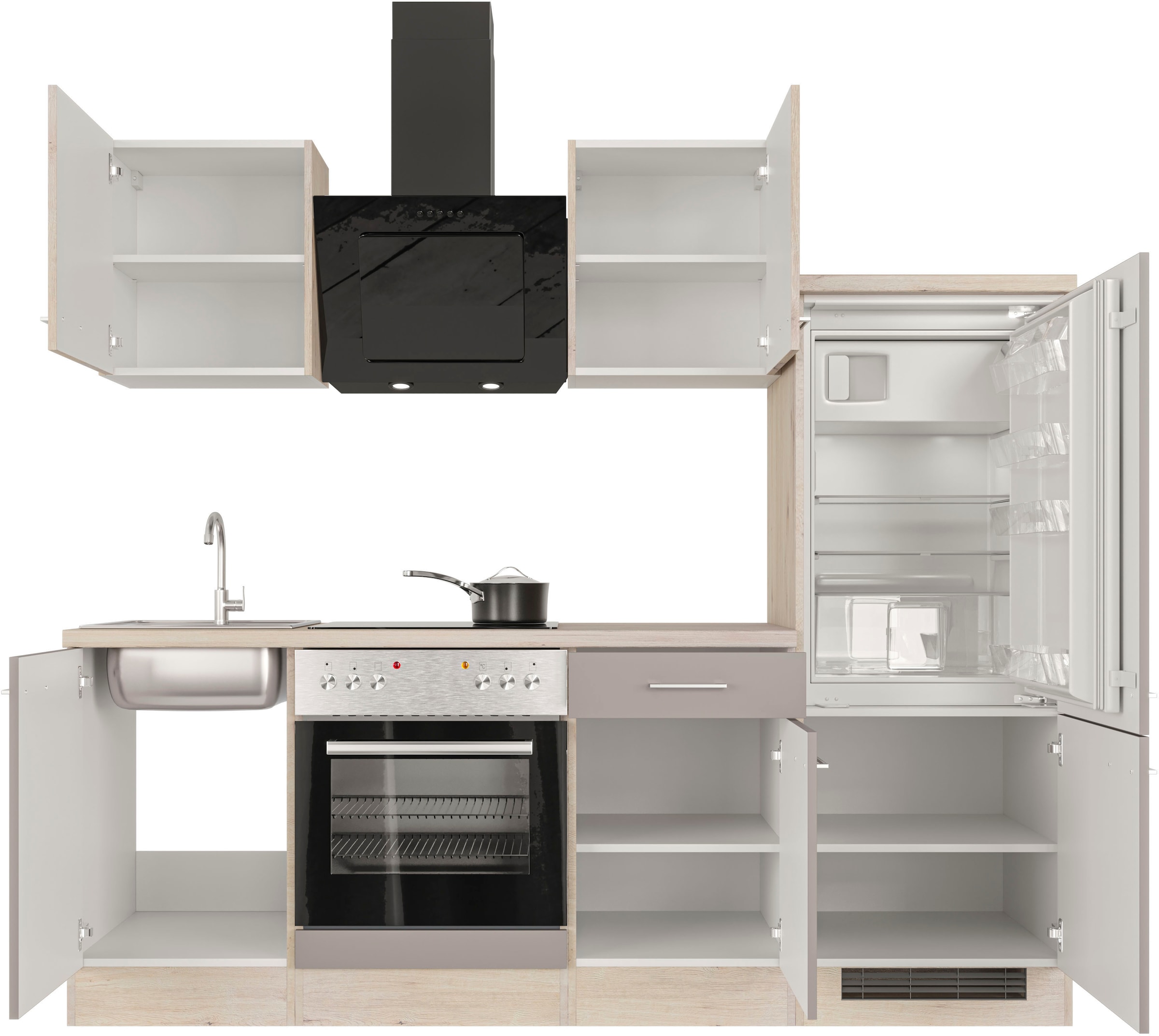 Flex-Well Küchenzeile »Riva«, mit E-Geräten, Breite 220 cm, in vielen Farbvarianten erhältlich