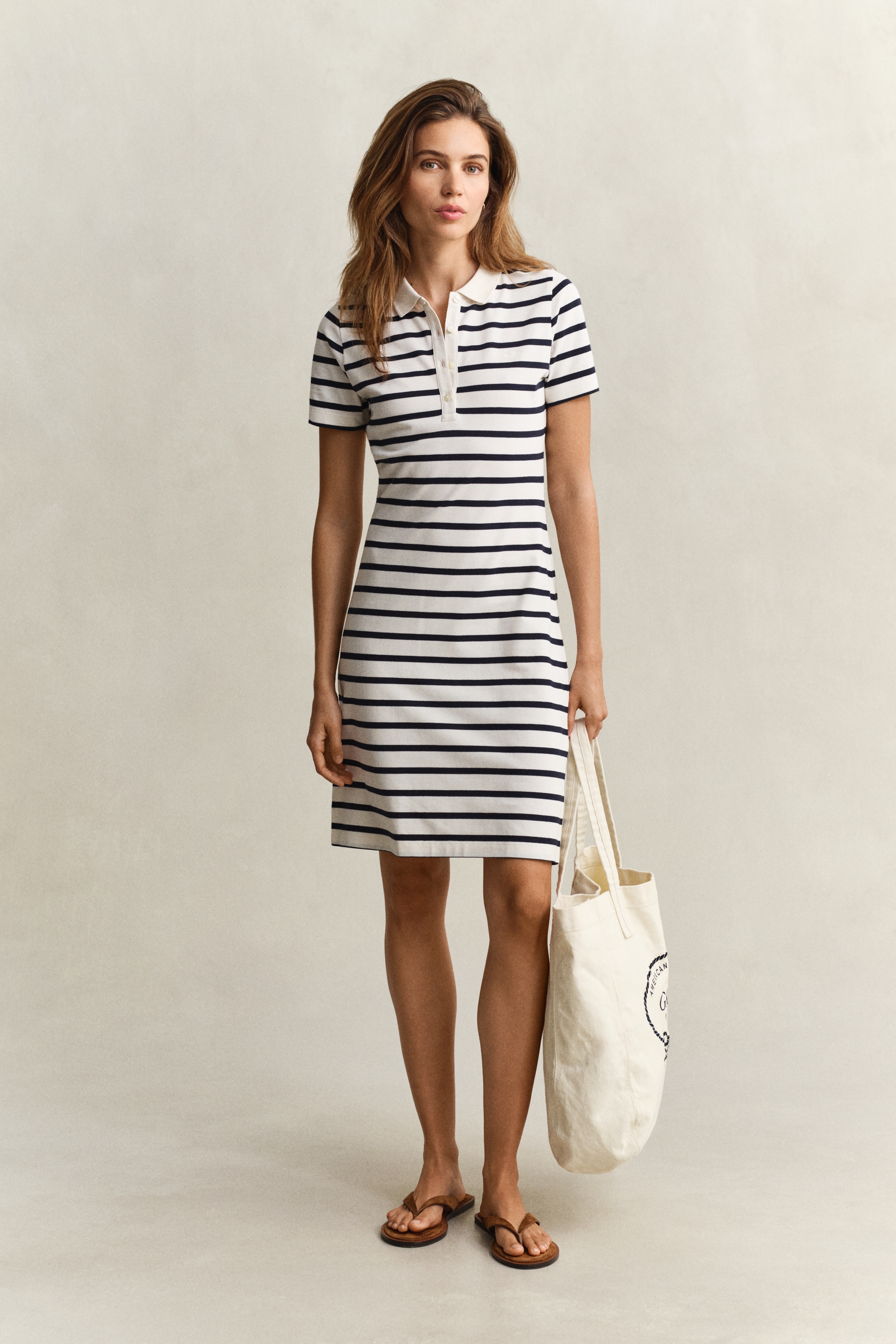 Gant Polokleid »SLIM STRIPED PIQUE POLO« Ohne Tasche Slim fit mit Polokragen