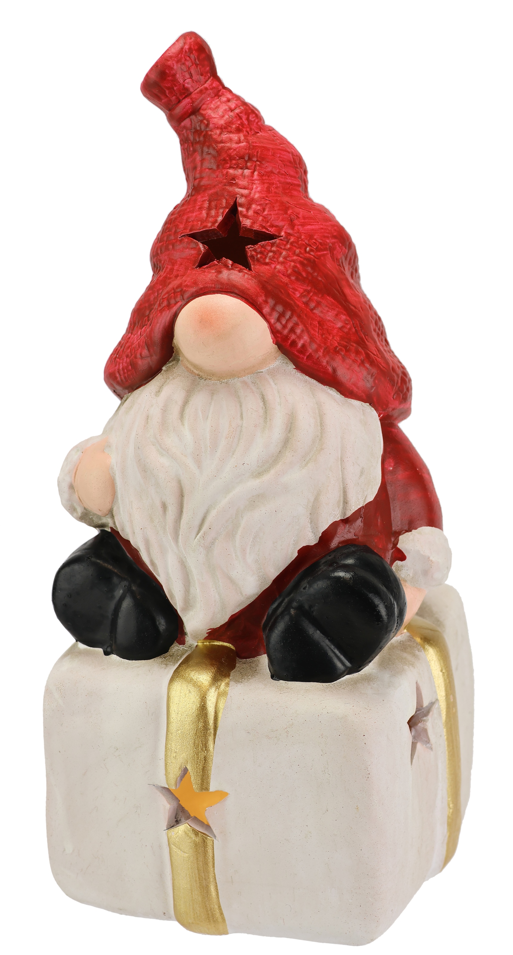 Dekofigur »Wichtel auf Geschenk«, Mit LED-Licht Deko Weihnachtsdeko Leuchtfigur Statue...