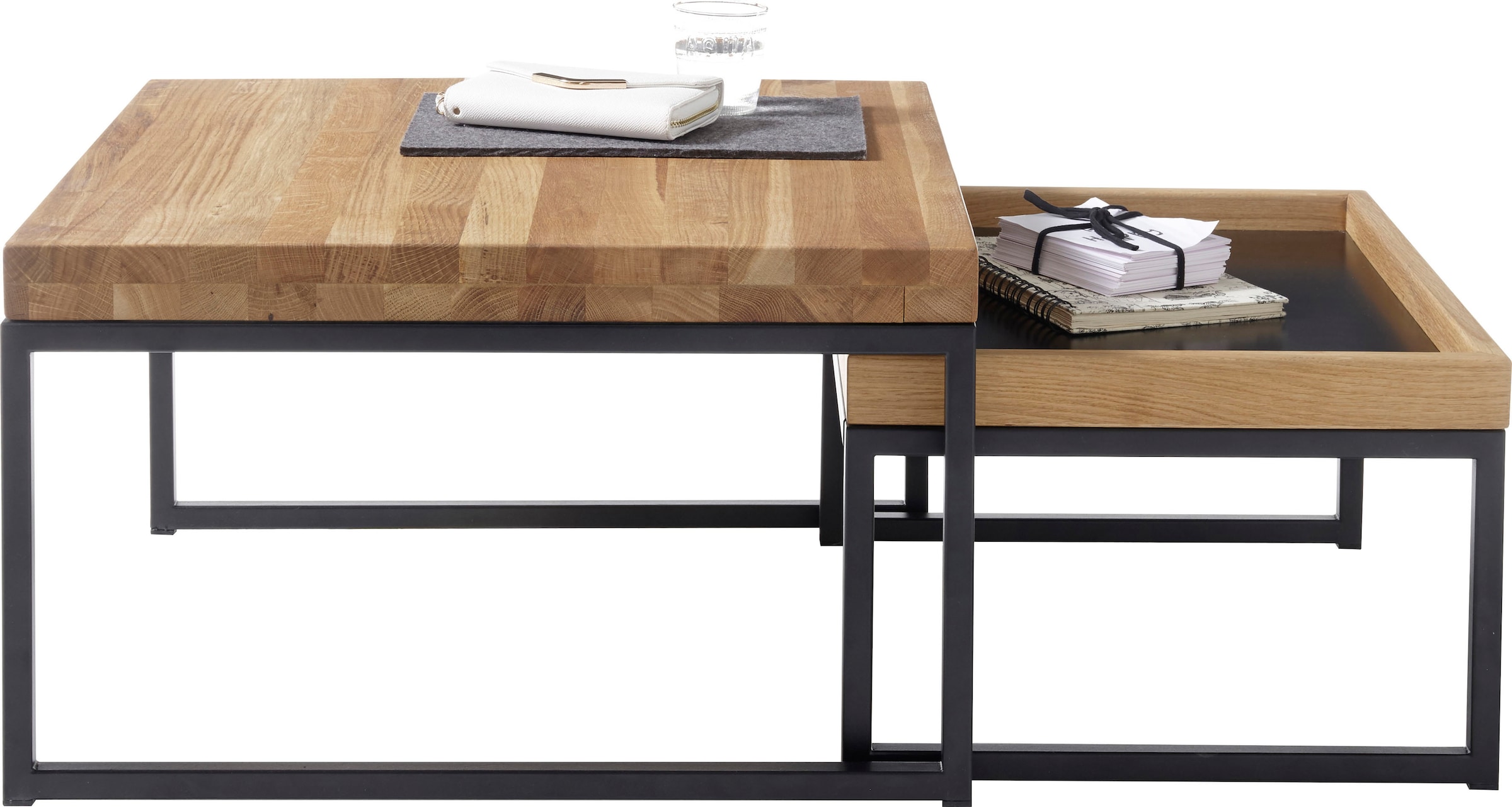 MCA furniture Couchtisch »Lubao«, 2-er Set Wohnzimmertisch in Massivholz  Asteiche geölt bestellen | BAUR