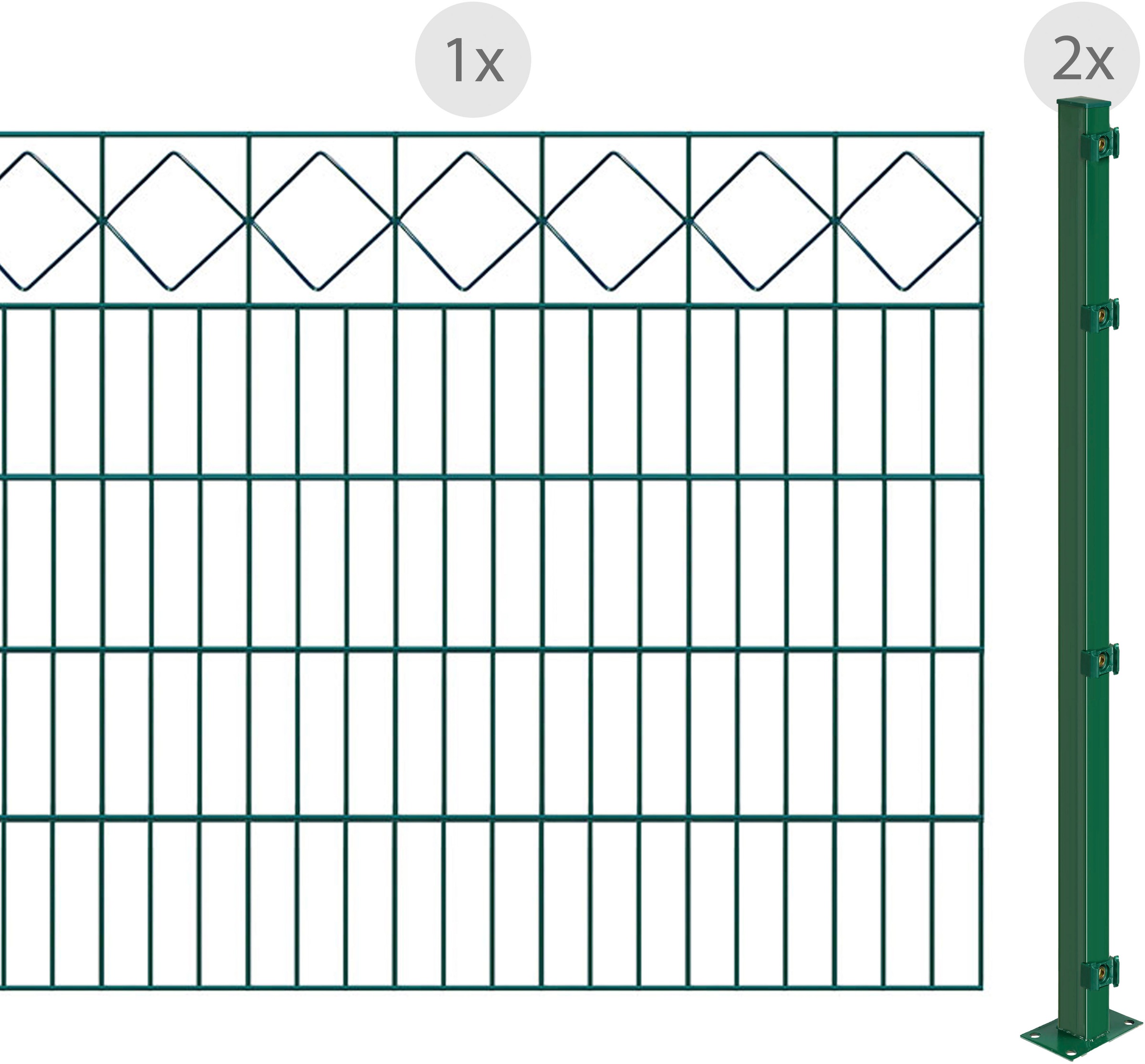 Arvotec Doppelstabmattenzaun "EASY 100 zum Aufschrauben "Karo" mit Zierleis günstig online kaufen