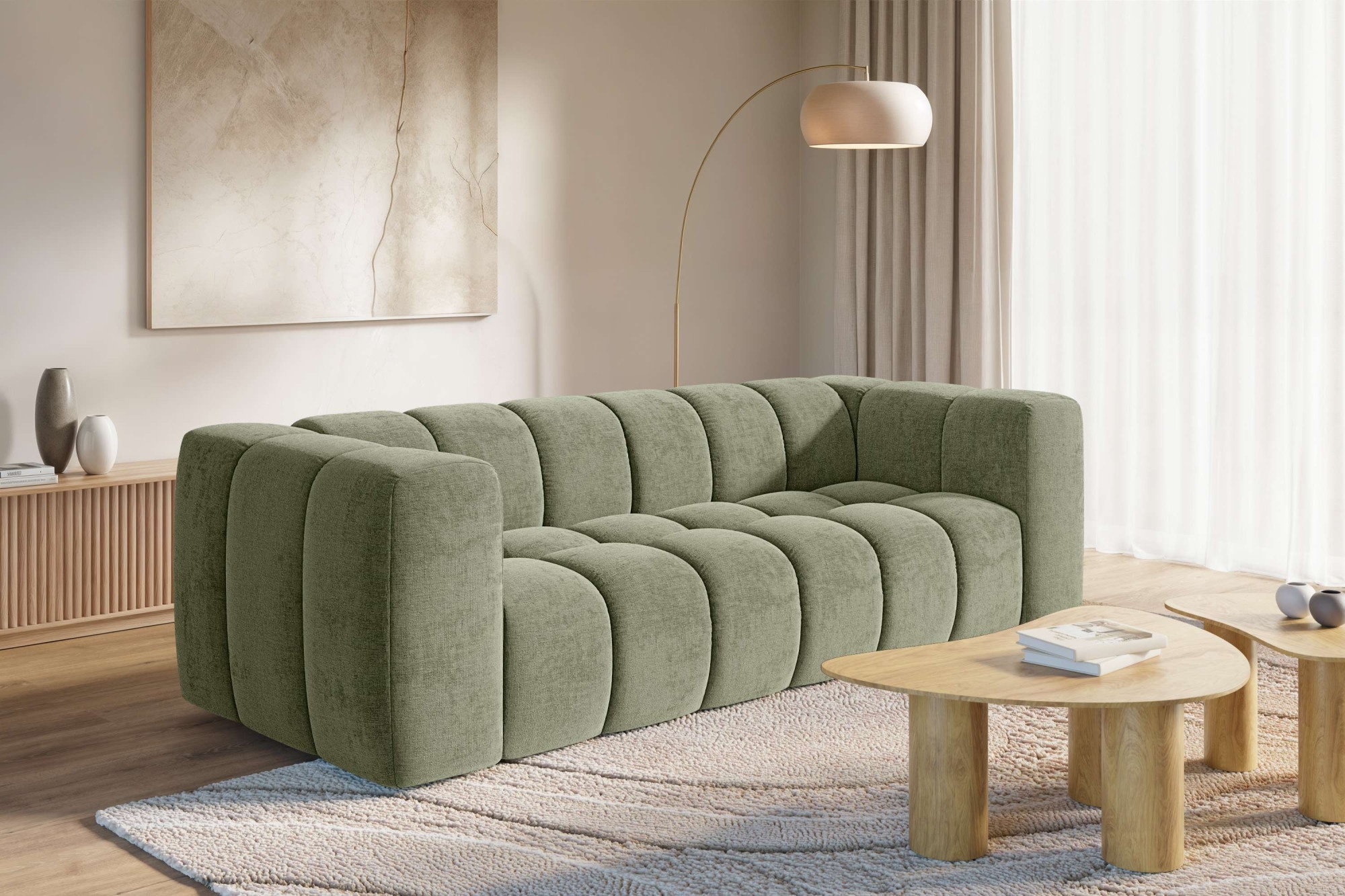 homsy by Ana Johnson Big-Sofa ""L" BOUBELLE Design-Sofa mit Steppung, Bubble-Optik, Breite 246 cm" 4-Sitzer mit Wellenunterfederung, L Sitztiefe 63 cm