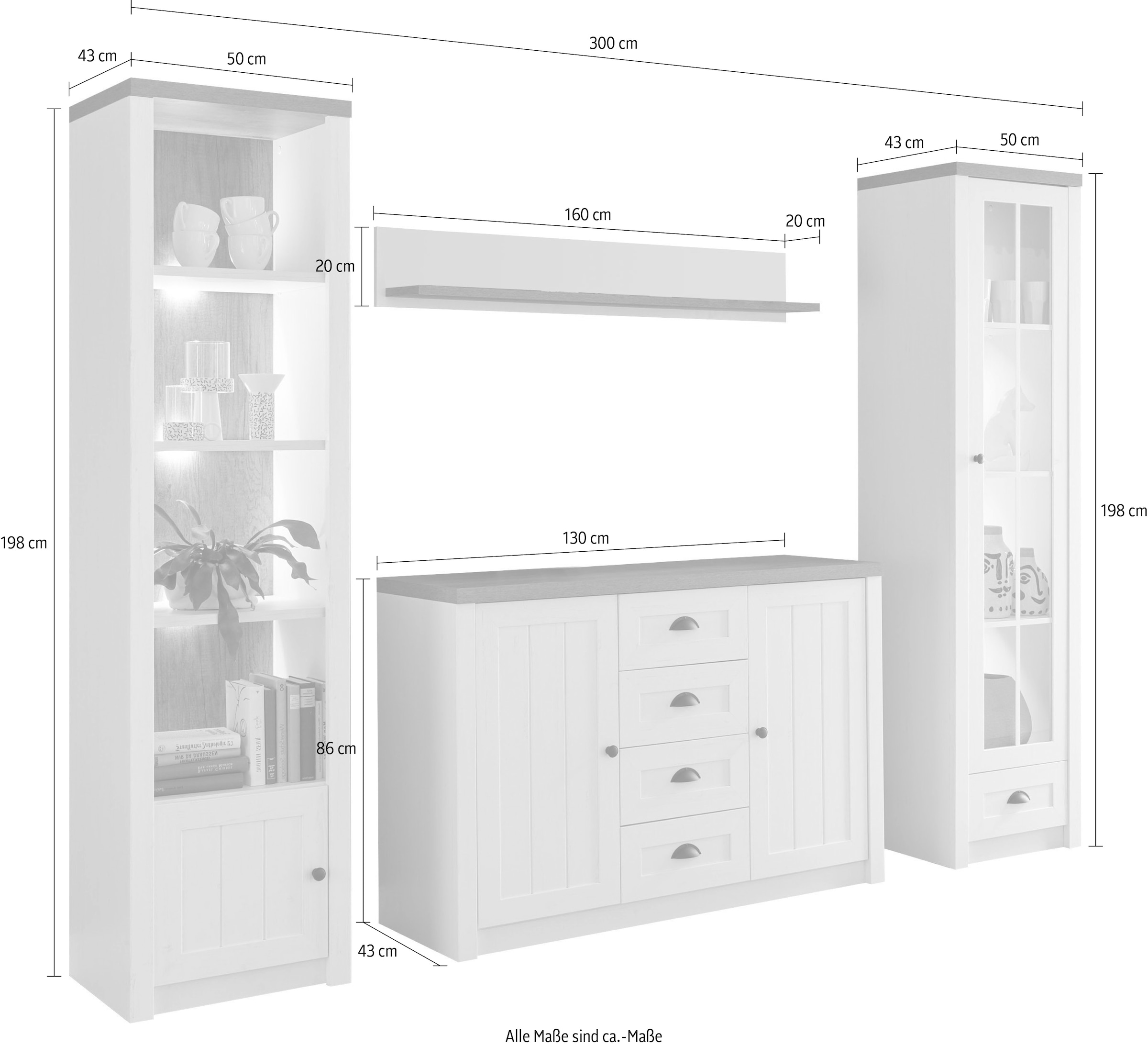 Home affaire Wohnwand »Beauvais«, (Set, 4 St.)