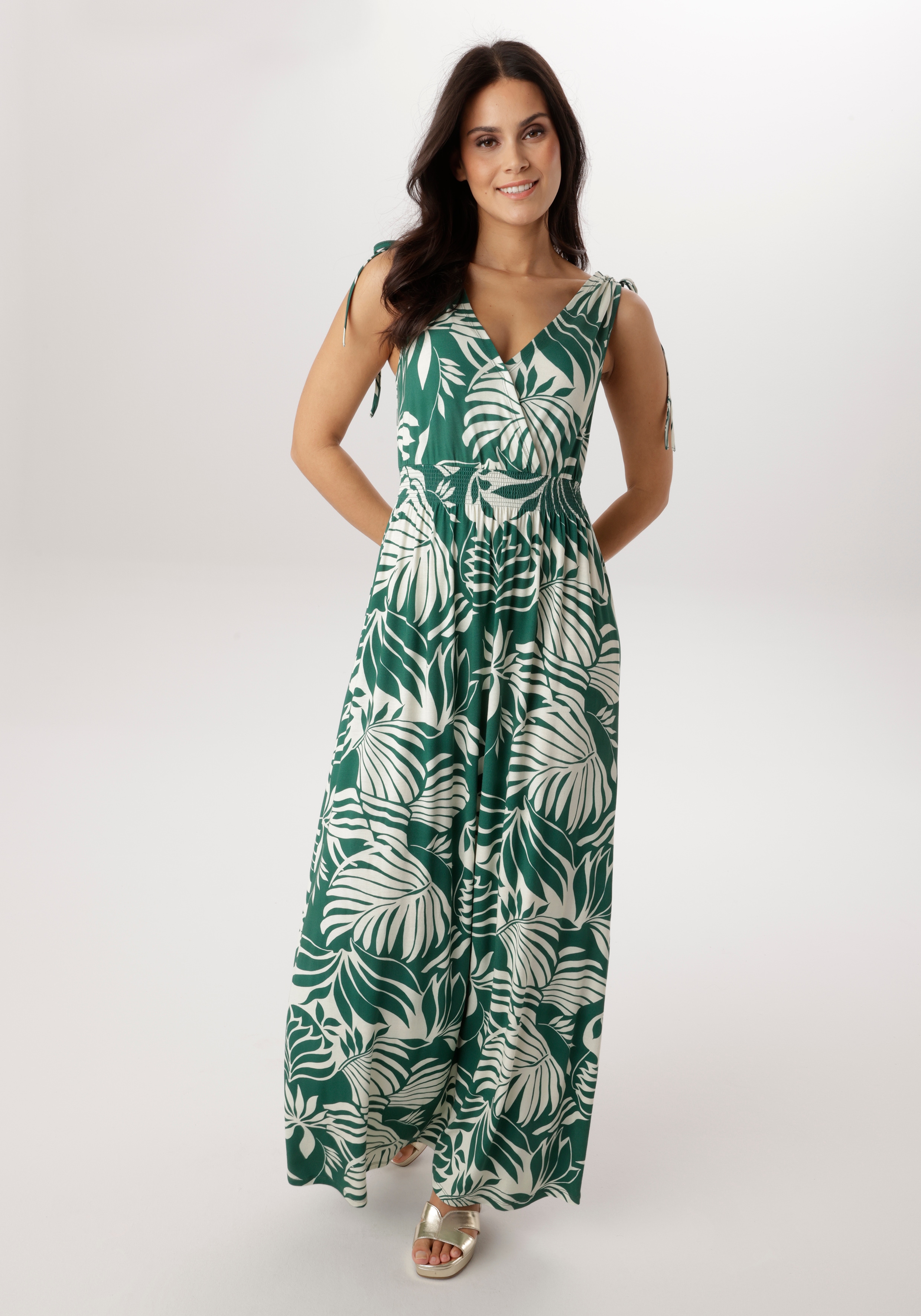 Aniston SELECTED Sommerkleid mit breiten Trägern zum Raffen